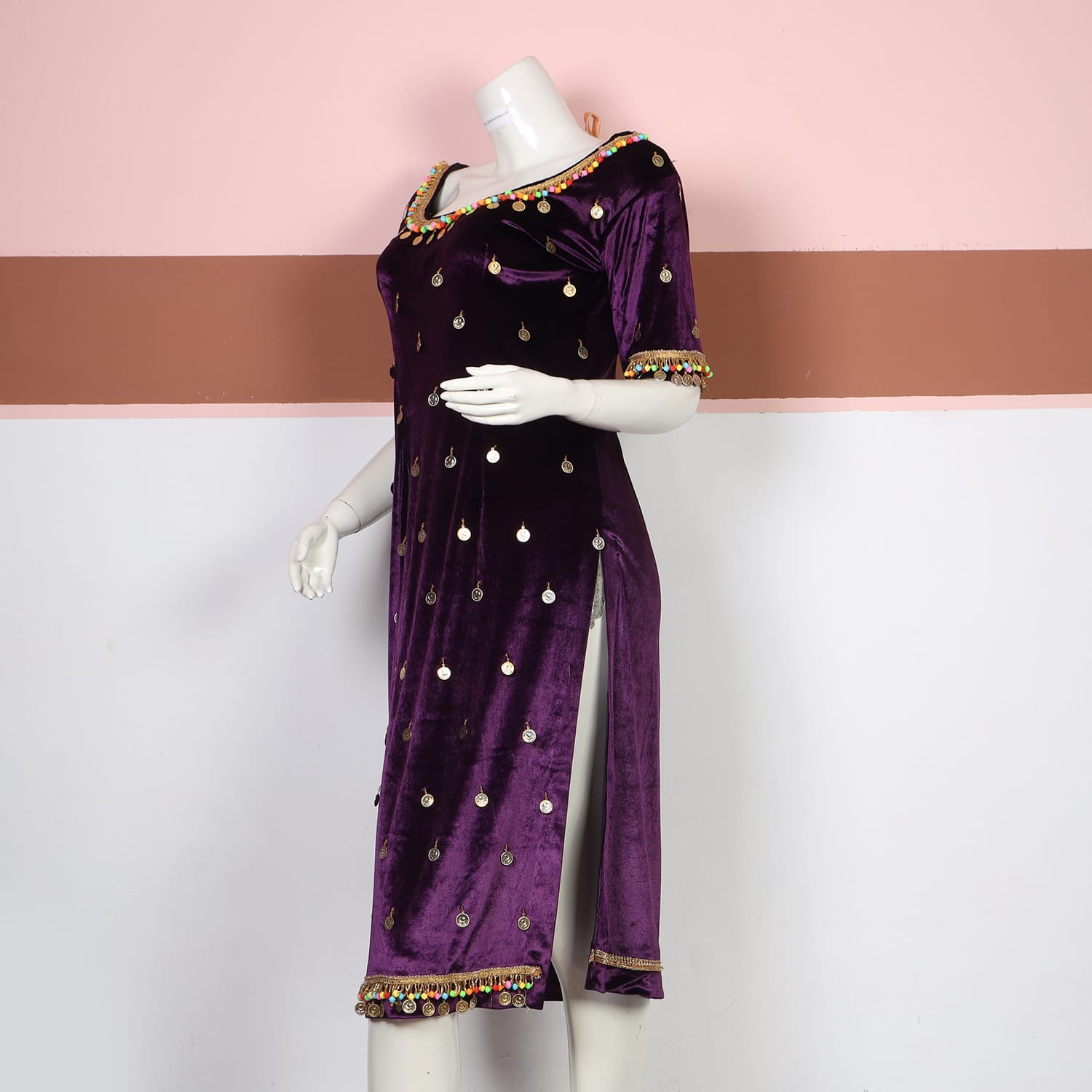 Roya Purple Velvet Traditional Dress