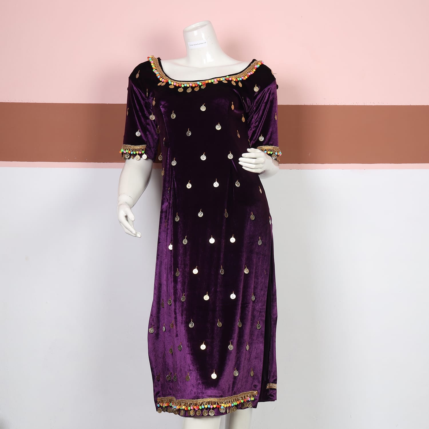 Roya Purple Velvet Traditional Dress