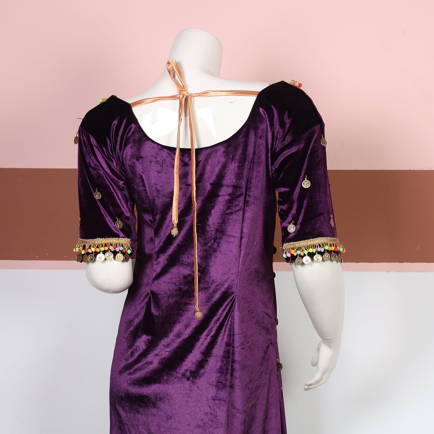 Roya Purple Velvet Traditional Dress