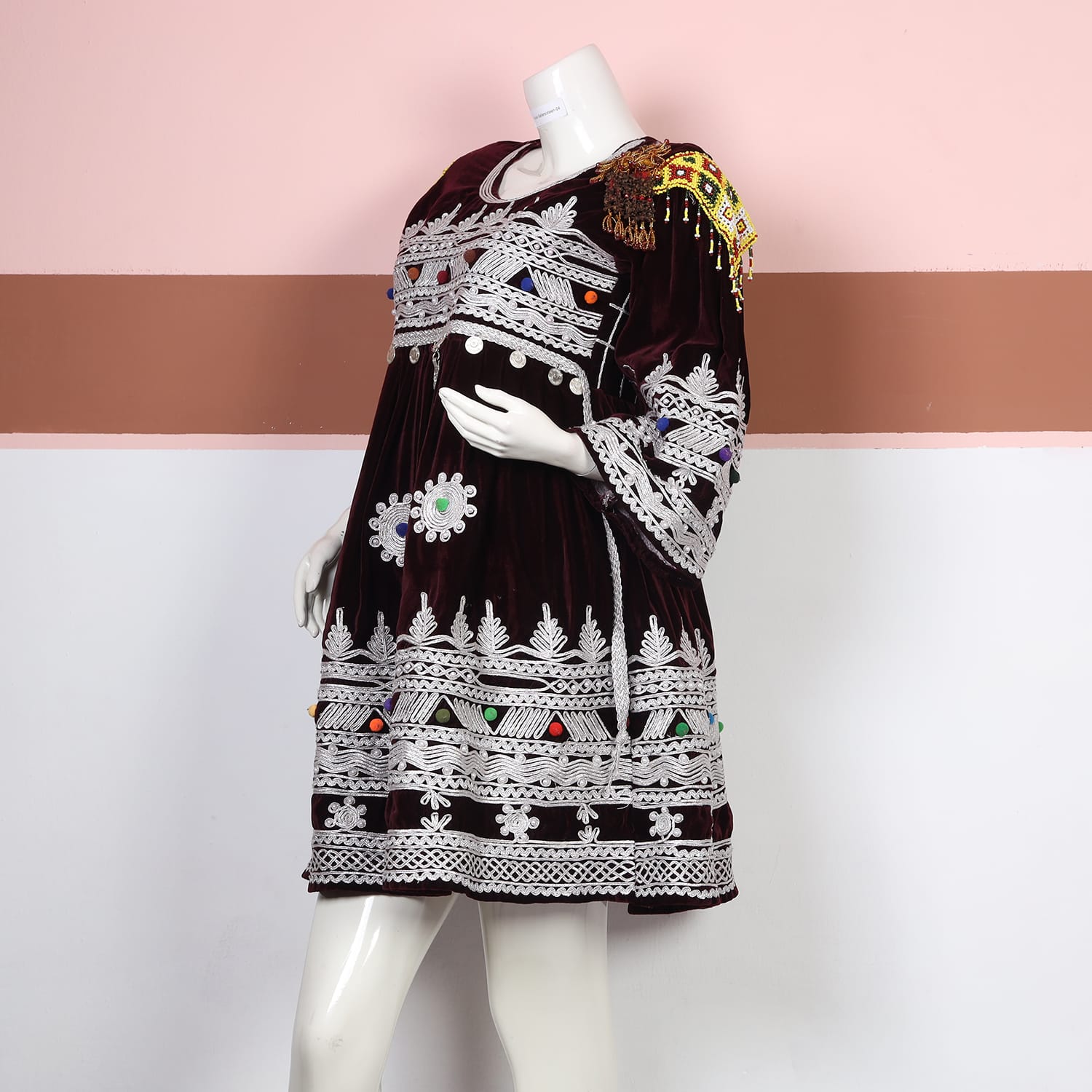 Regal Maroon Velvet Embroidered Dress
