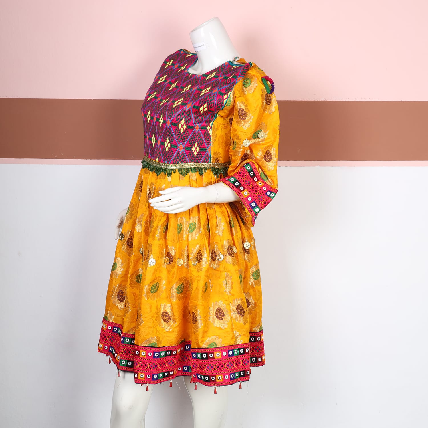 Golden Glow Traditional Embroidered Dress