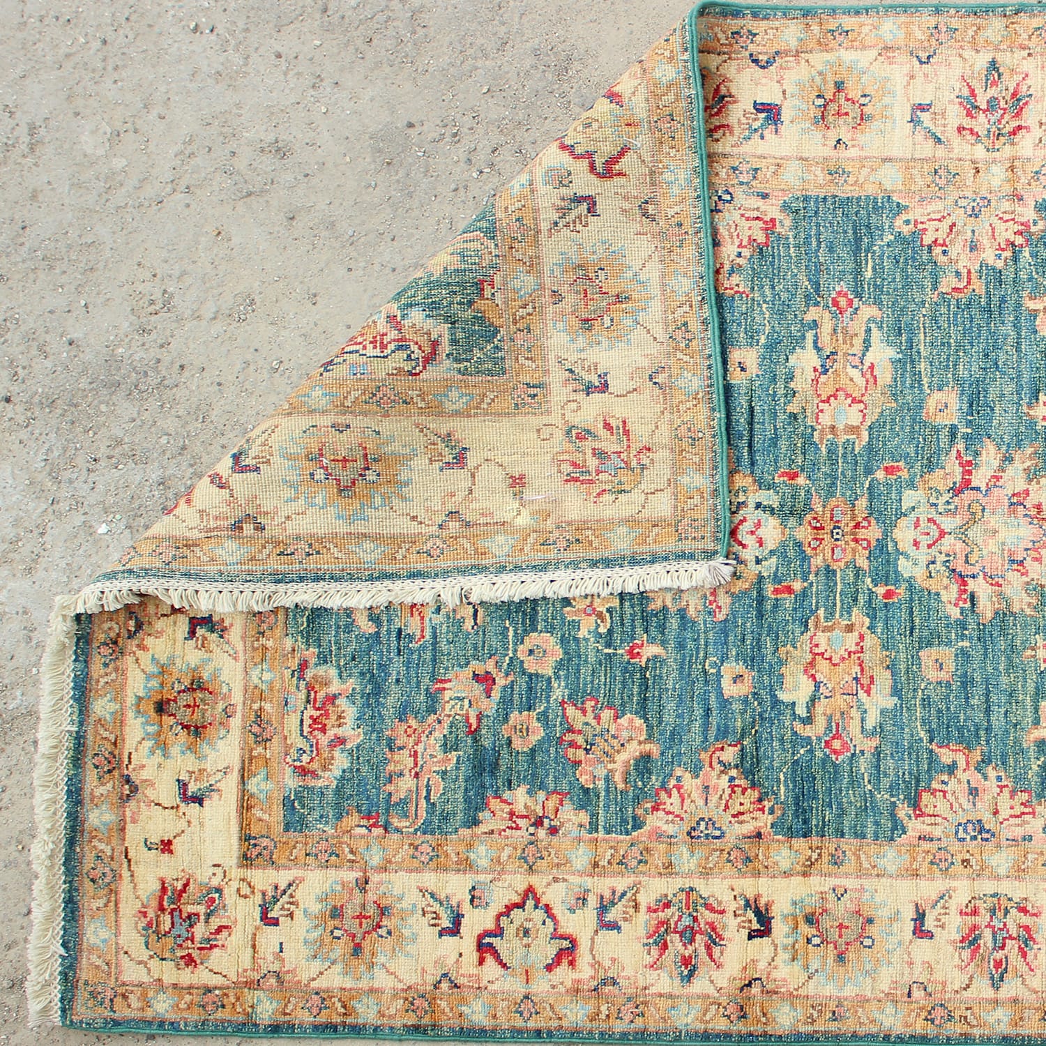 Vintage Floral Afghan Hand-Knotted Wool Carpet –ft: 4.7x4.5