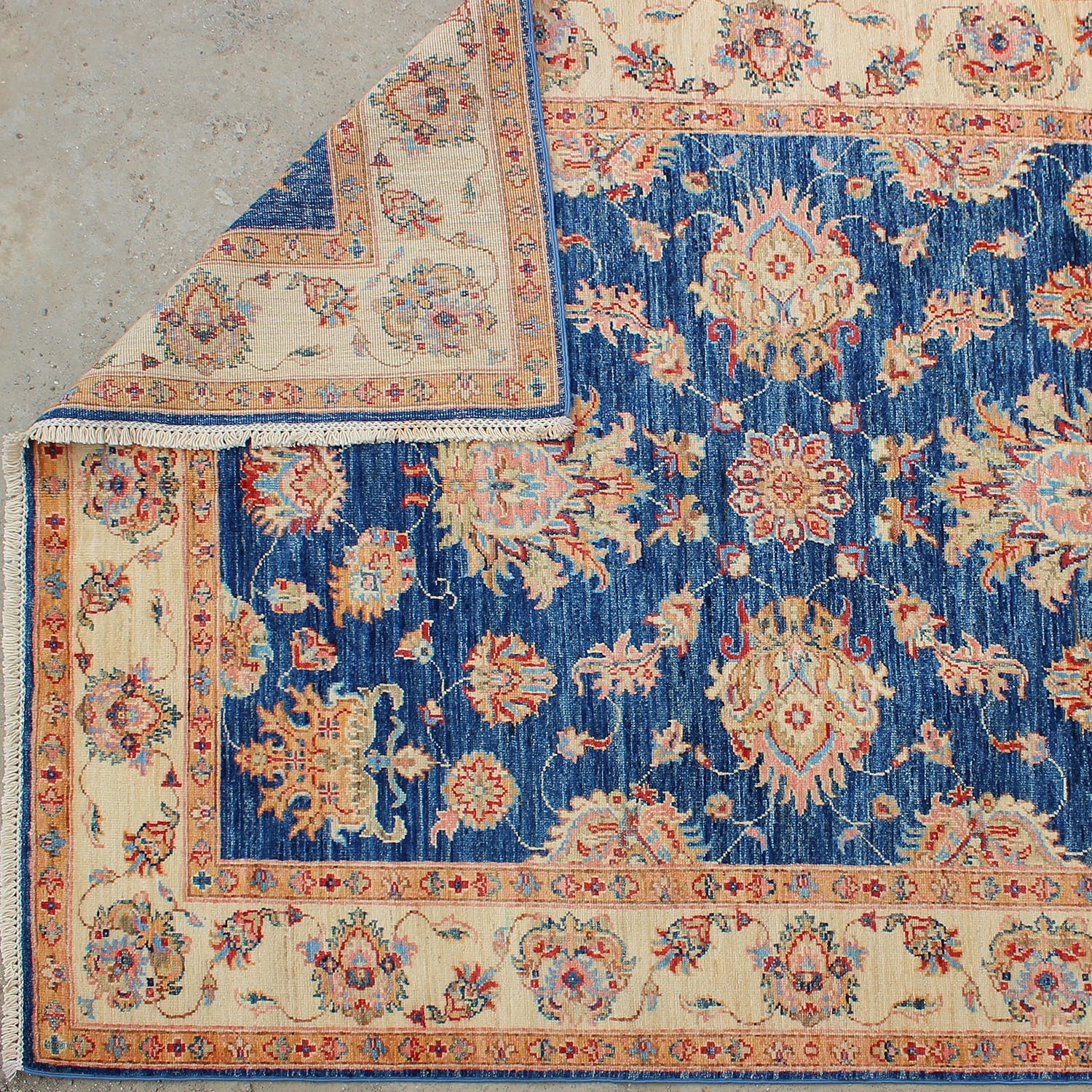Royal  Afghan Hand-Knotted Floral Wool Carpet  -ft : 6.2x4.9