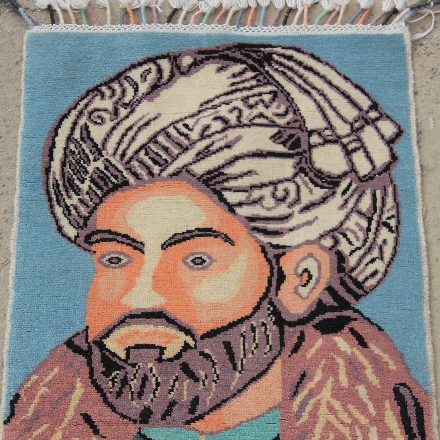 Handwoven Portrait Art Rug Ahmad shah baba photo-ft: 1.97 x 1.61 ft