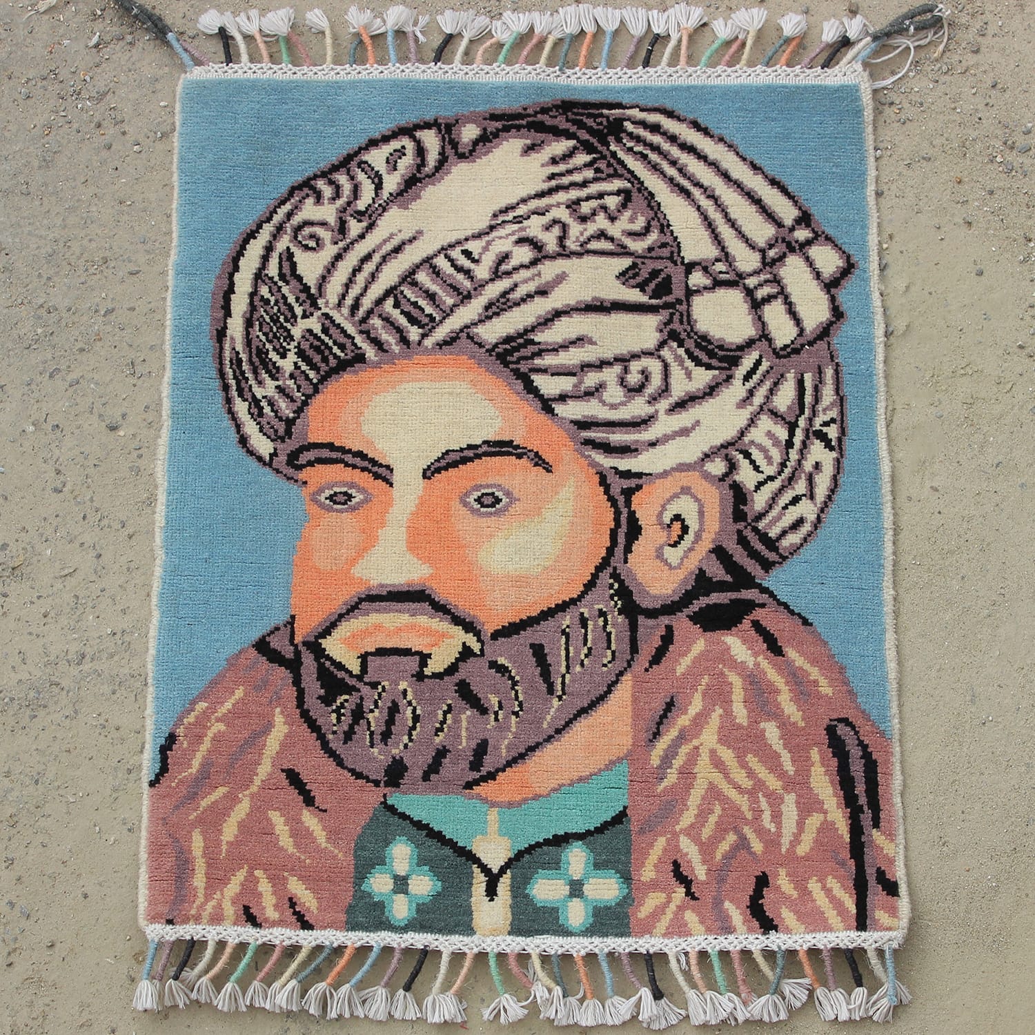 Handwoven Portrait Art Rug Ahmad shah baba photo-ft: 1.97 x 1.61 ft