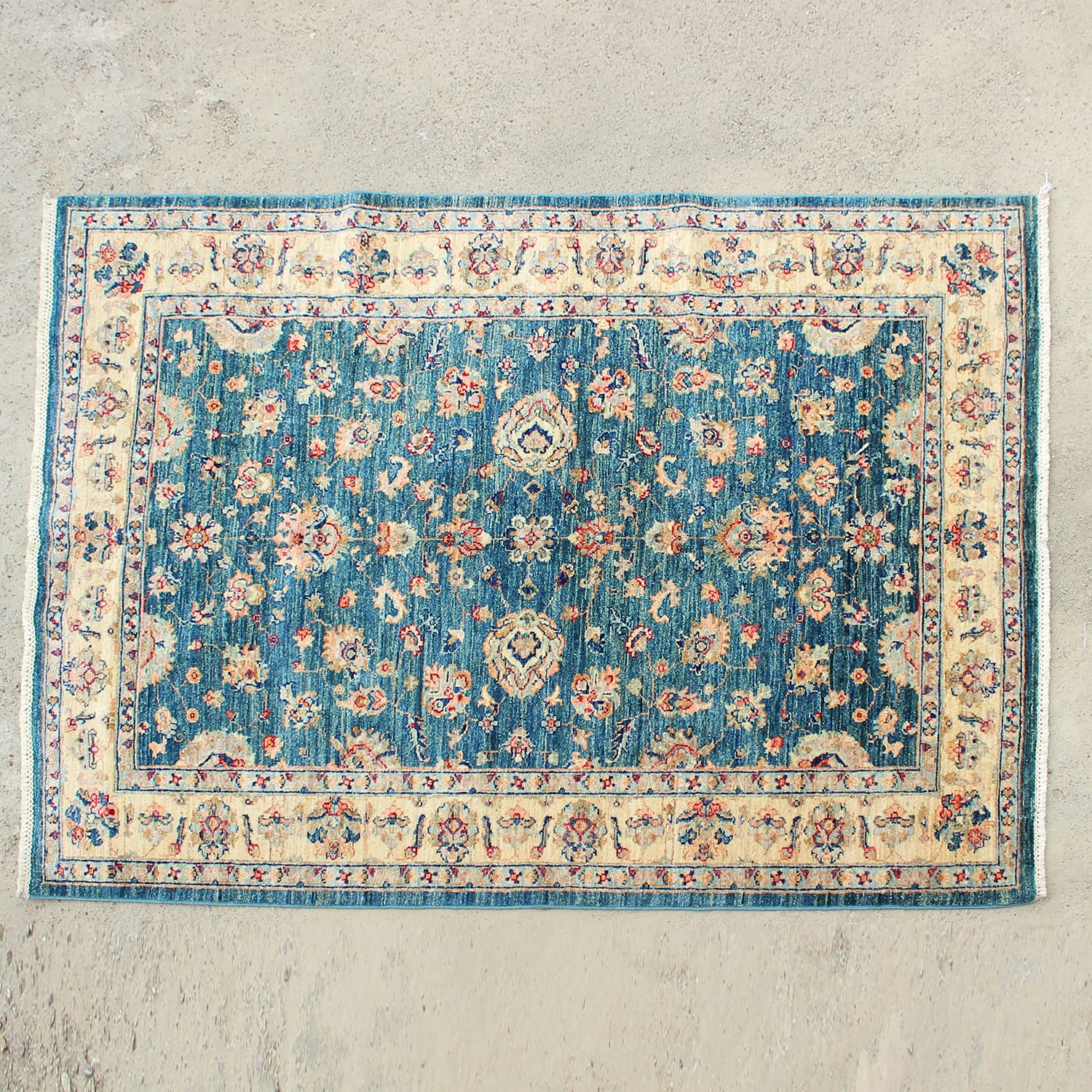 Handwoven Floral Blue Area Rug-ft:2.62 x 1.90