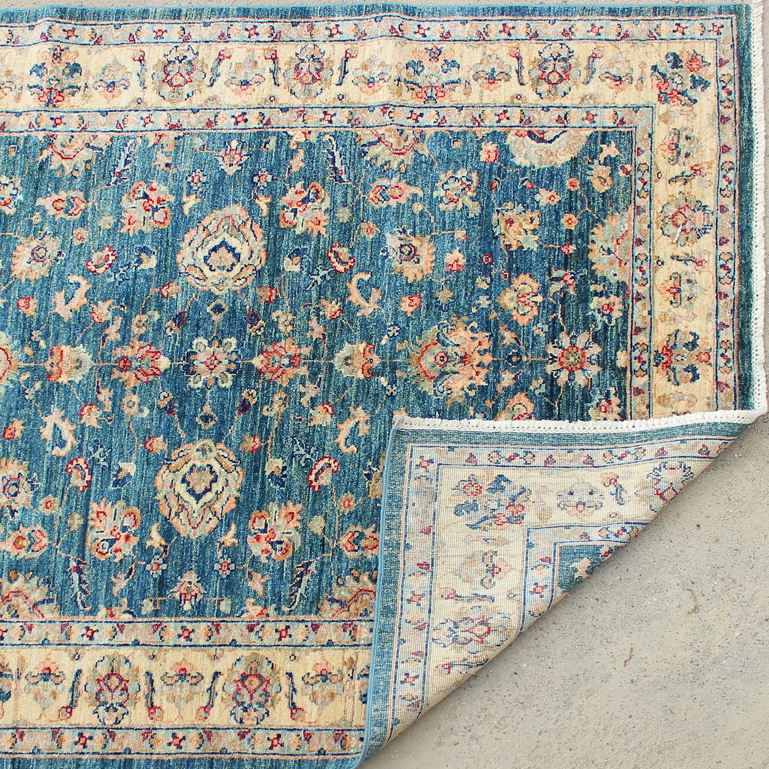 Handwoven Floral Blue Area Rug-ft:2.62 x 1.90