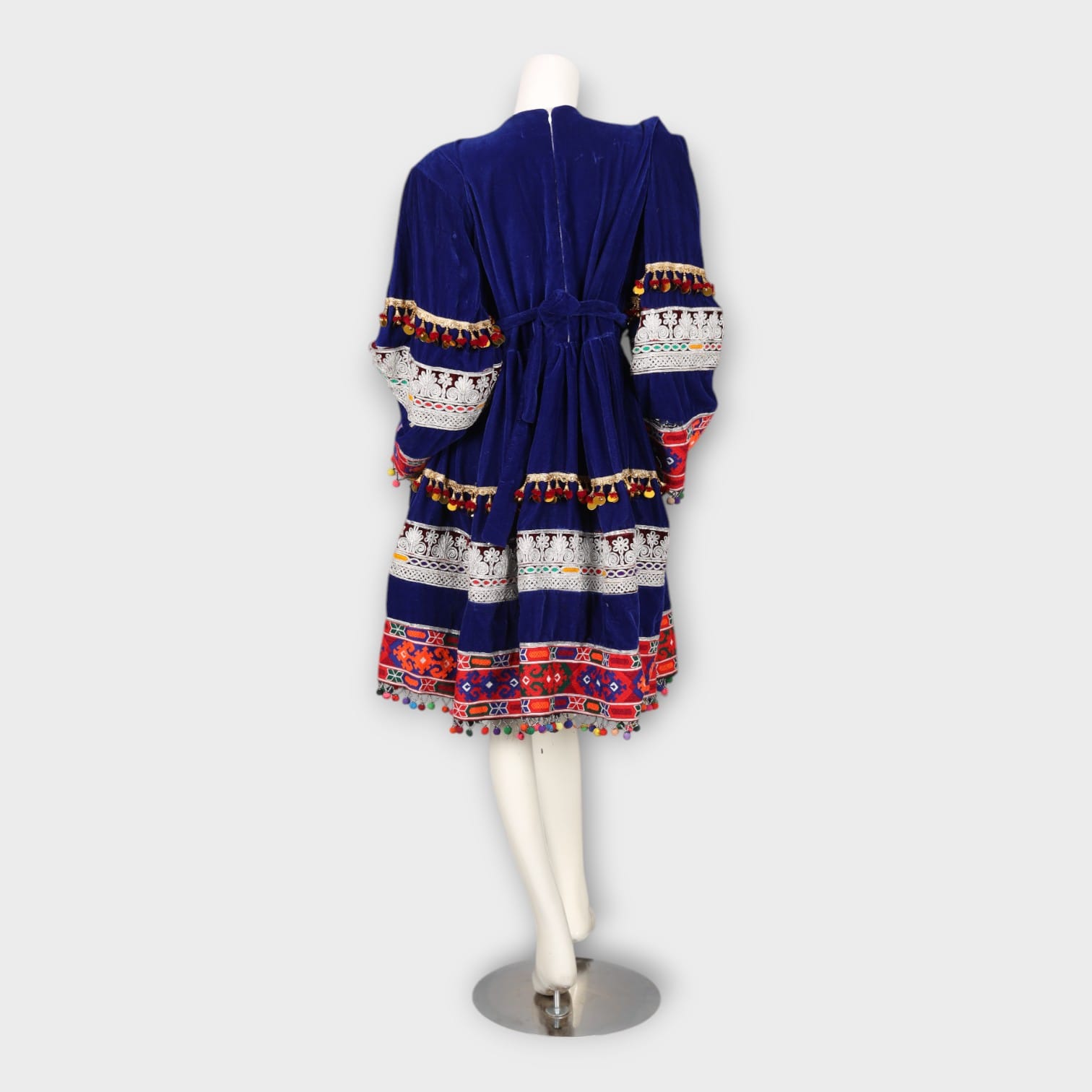 Royal Blue Traditional Afghan Embroidered Dress