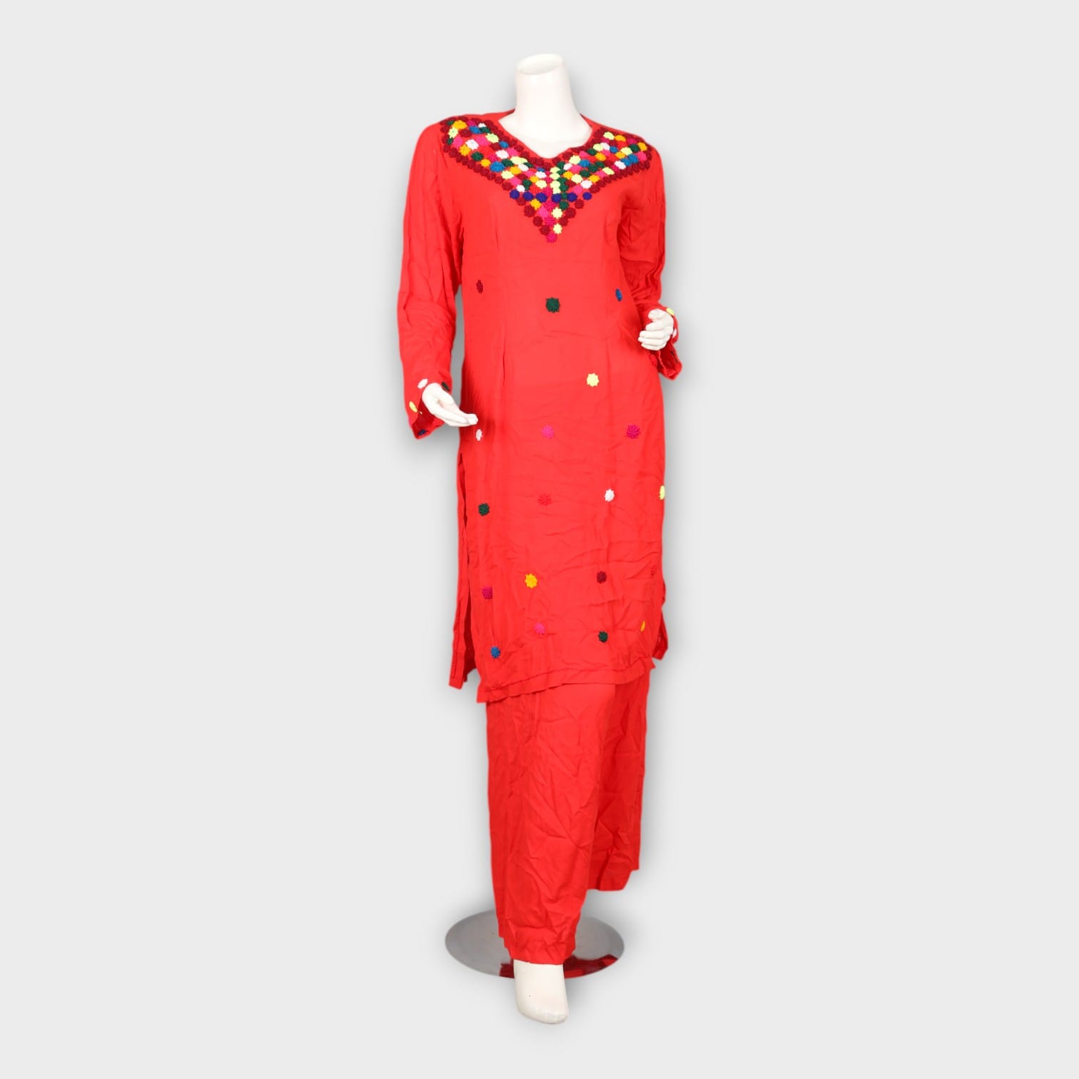 Minimal Red Traditional Afghan Dress