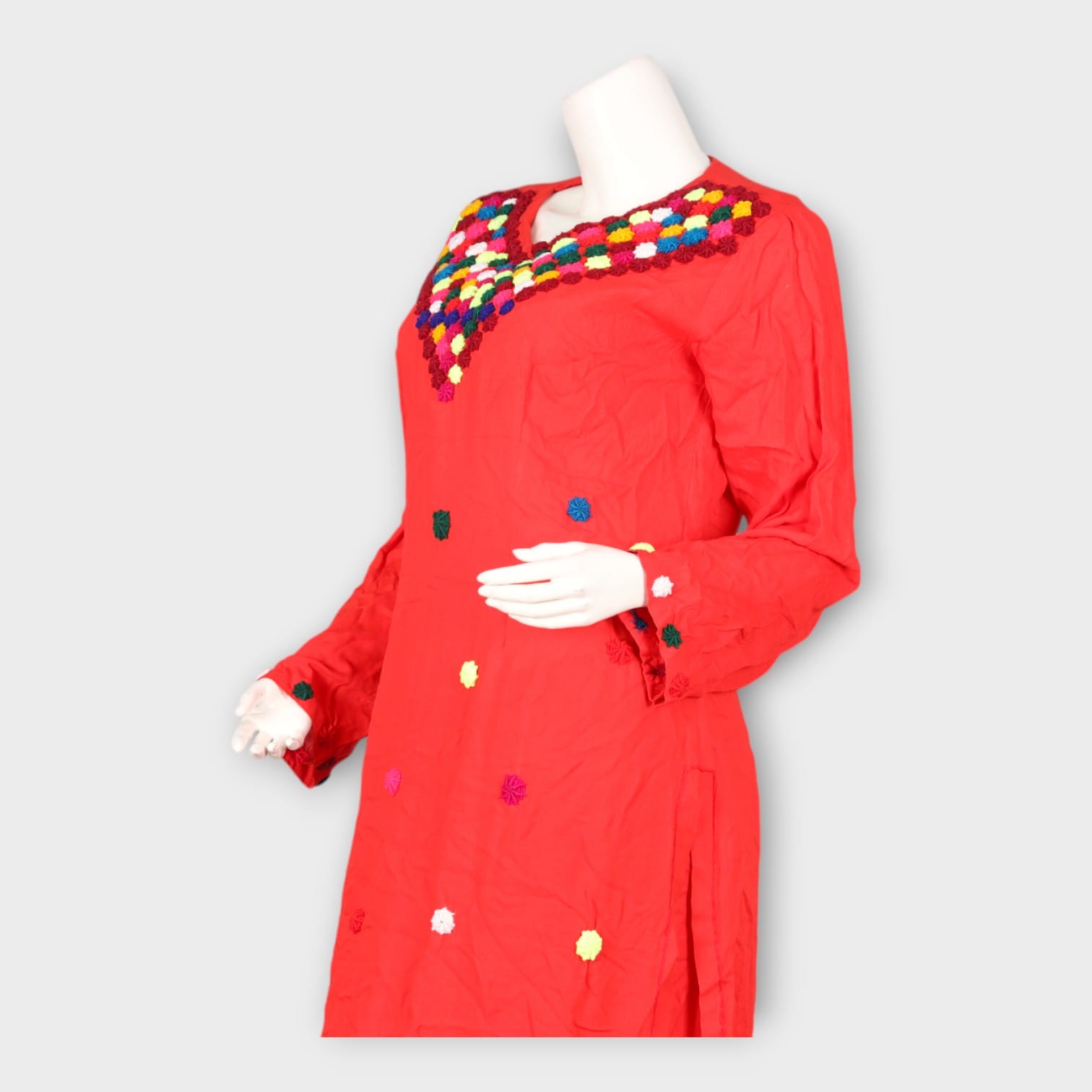 Minimal Red Traditional Afghan Dress