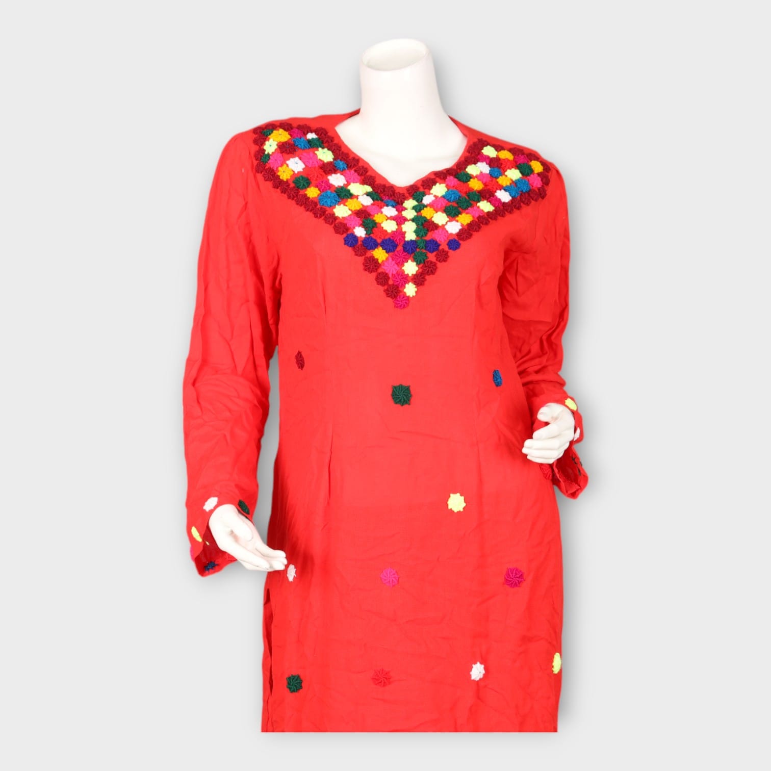 Minimal Red Traditional Afghan Dress