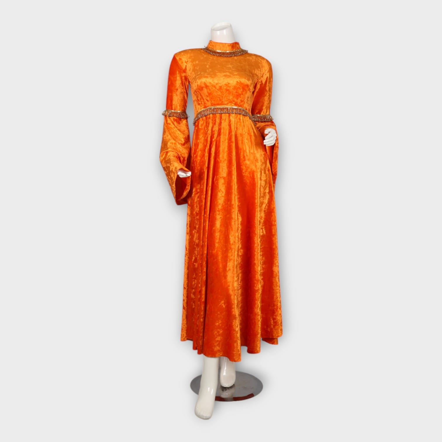 Elegant Orange Afghan Dress