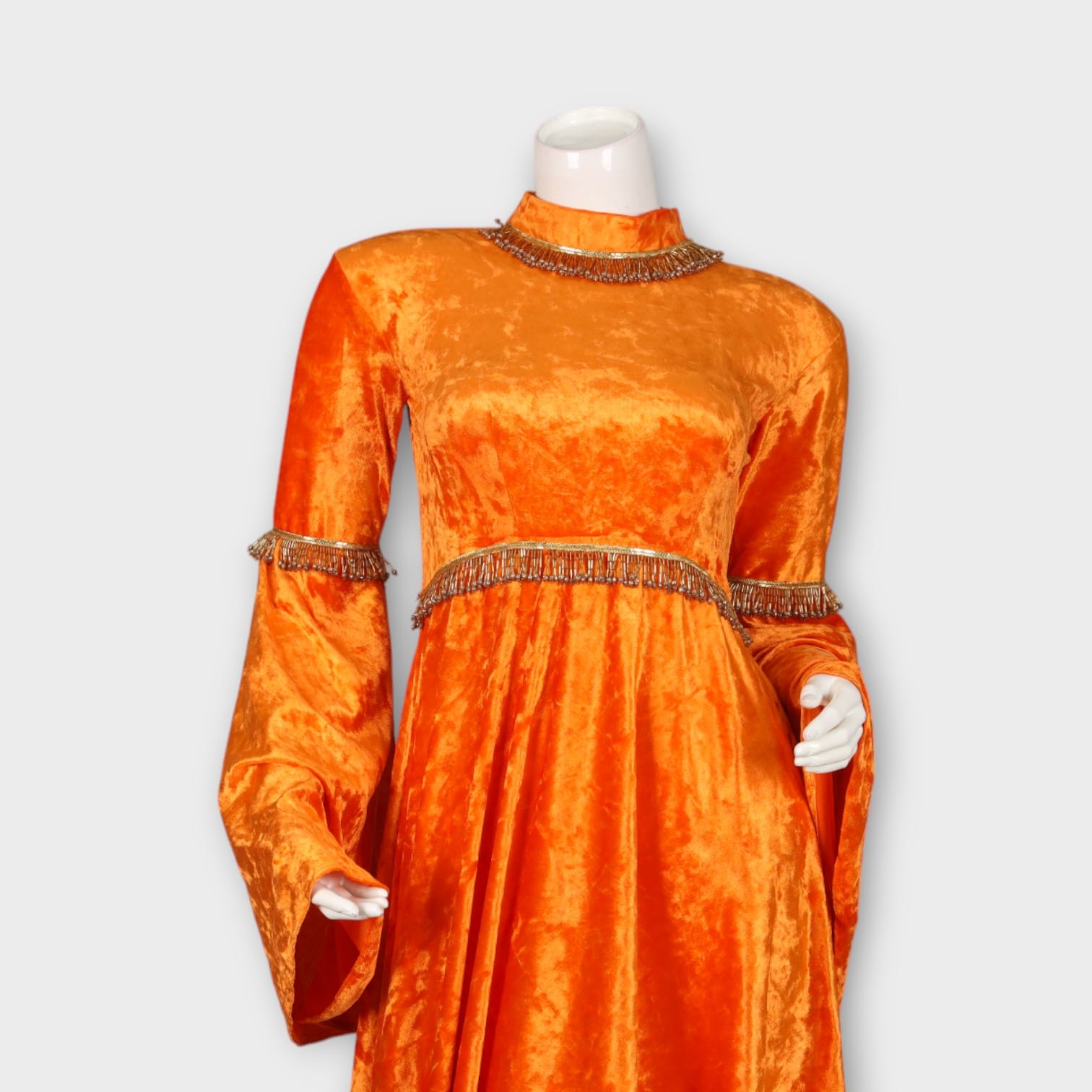 Elegant Orange Afghan Dress