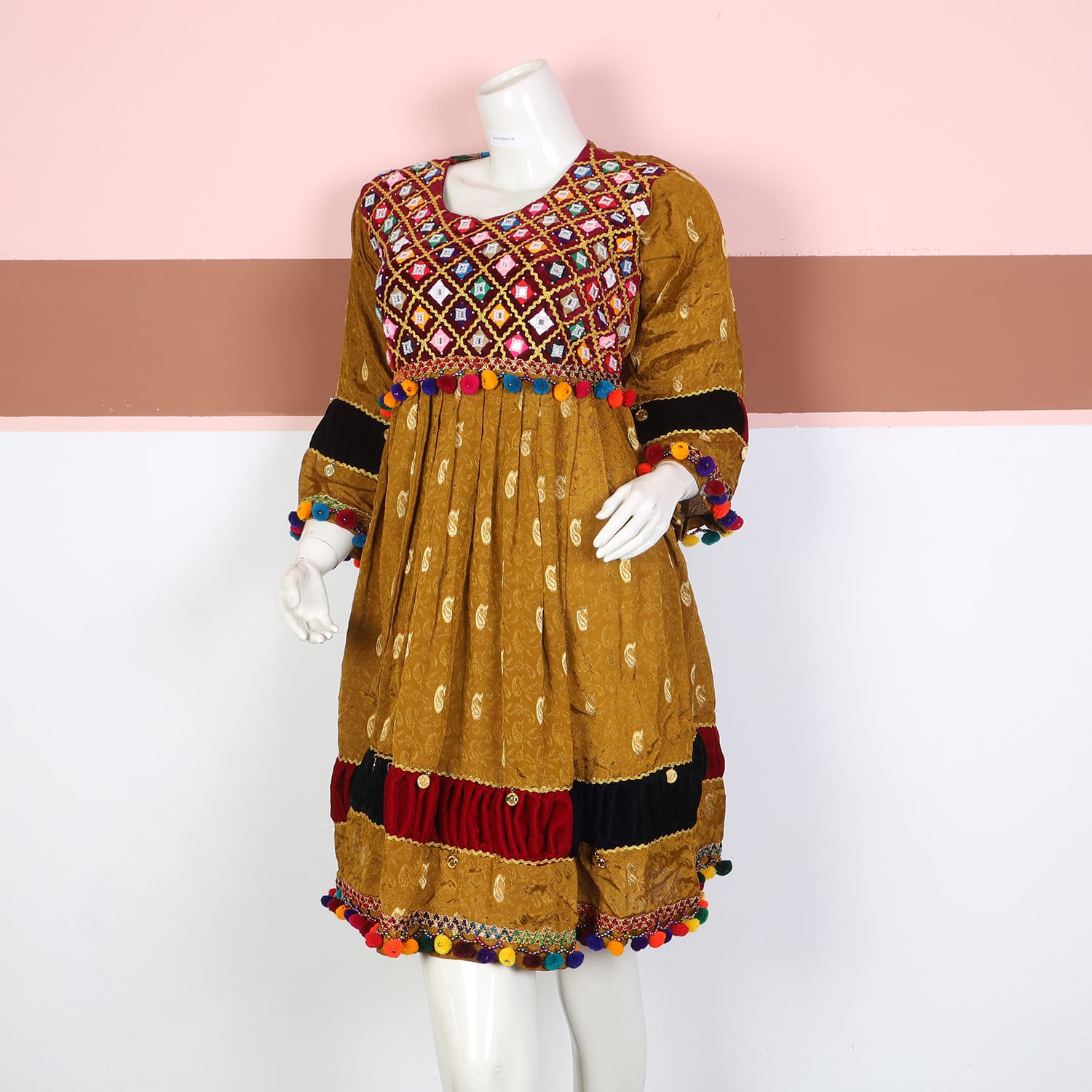 Golden Mustard Traditional Afghani Dress