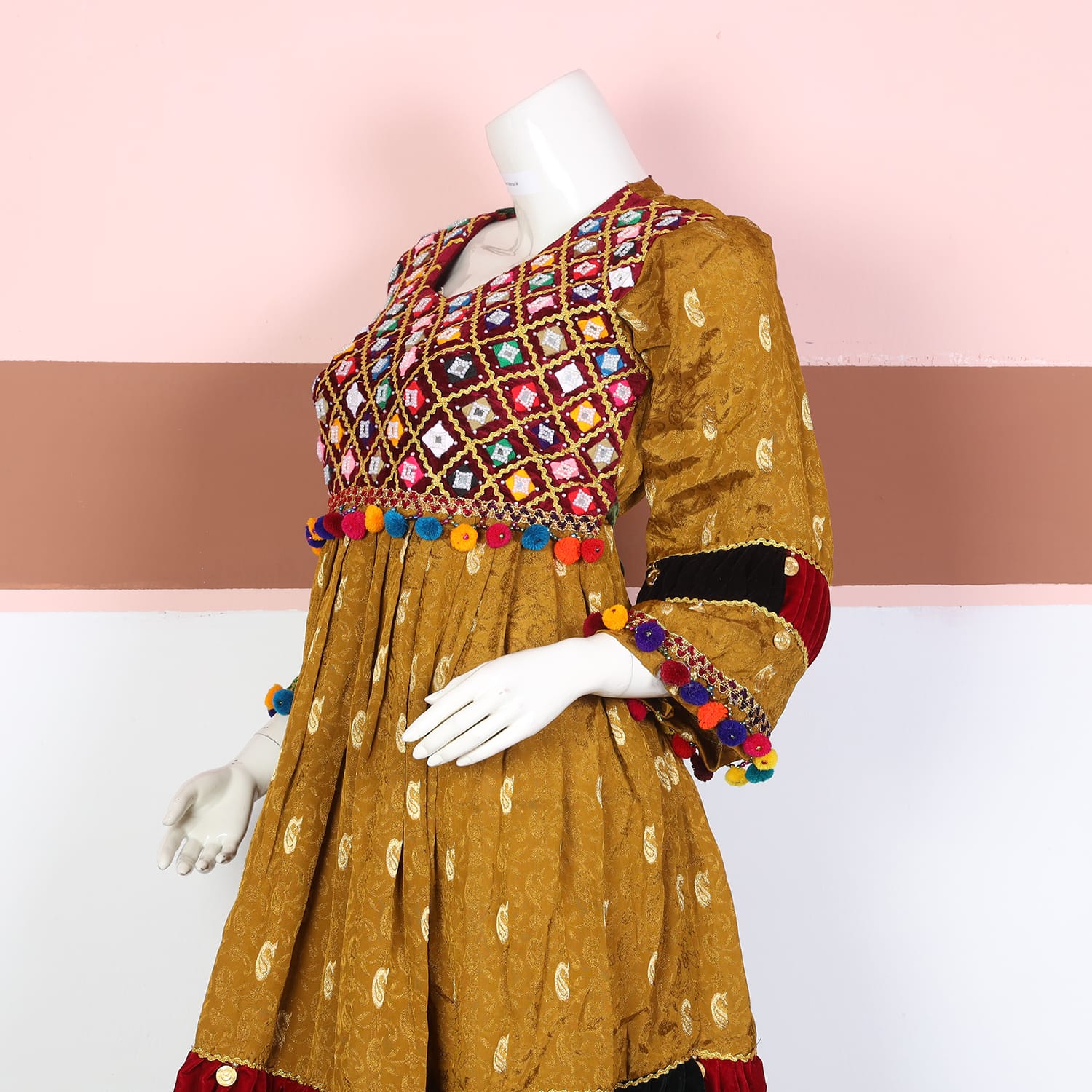 Golden Mustard Traditional Afghani Dress