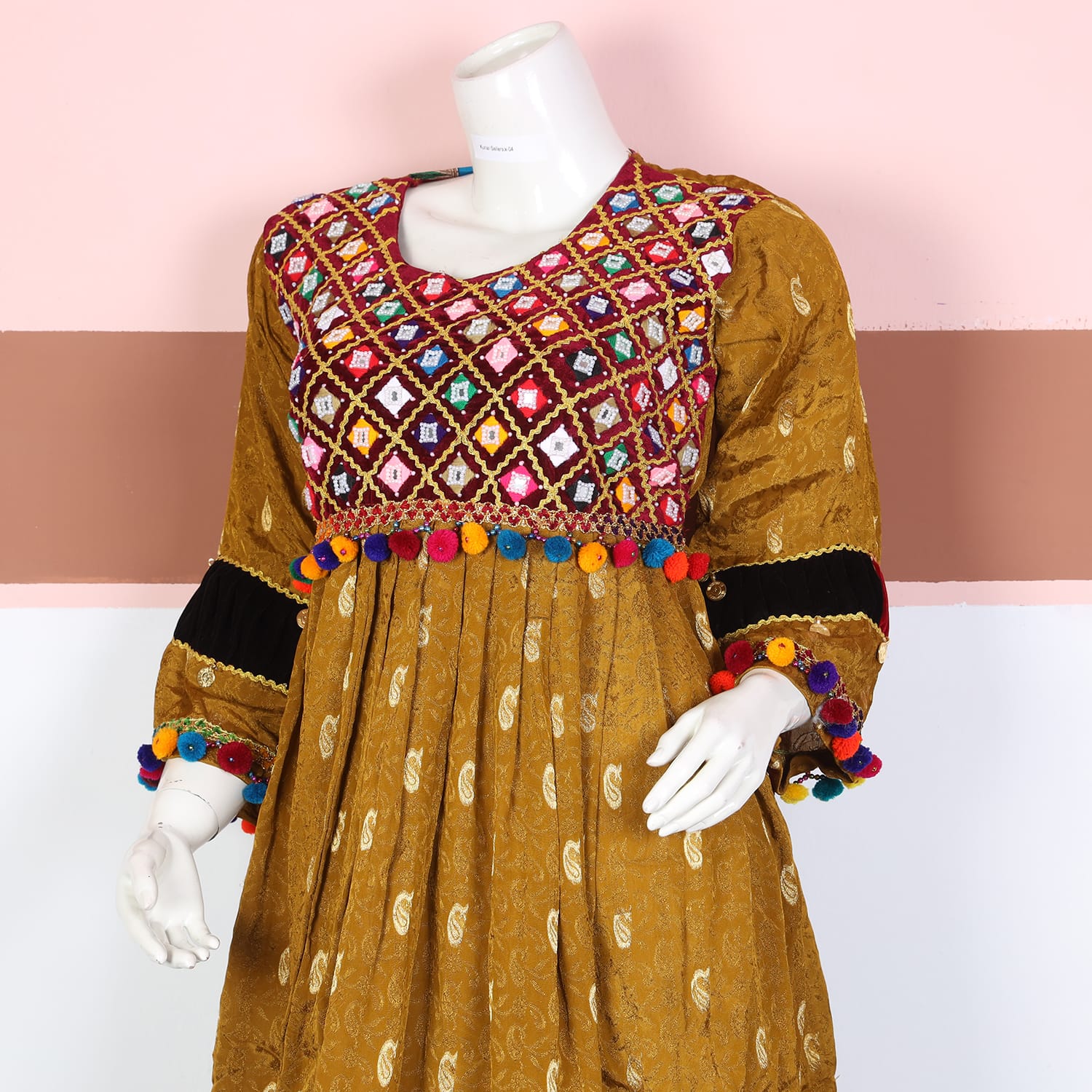 Golden Mustard Traditional Afghani Dress