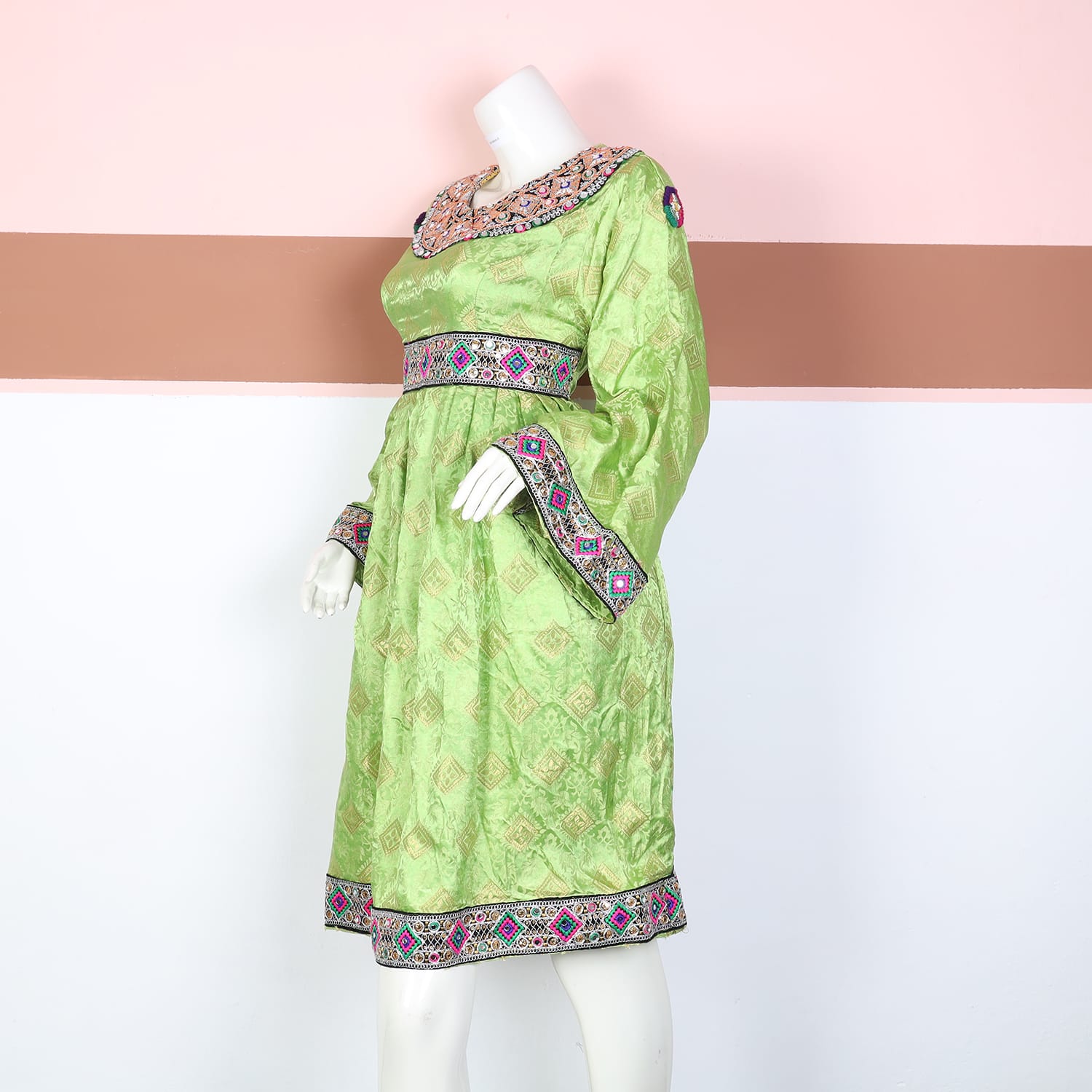 Light Green Traditional Afghani Dress