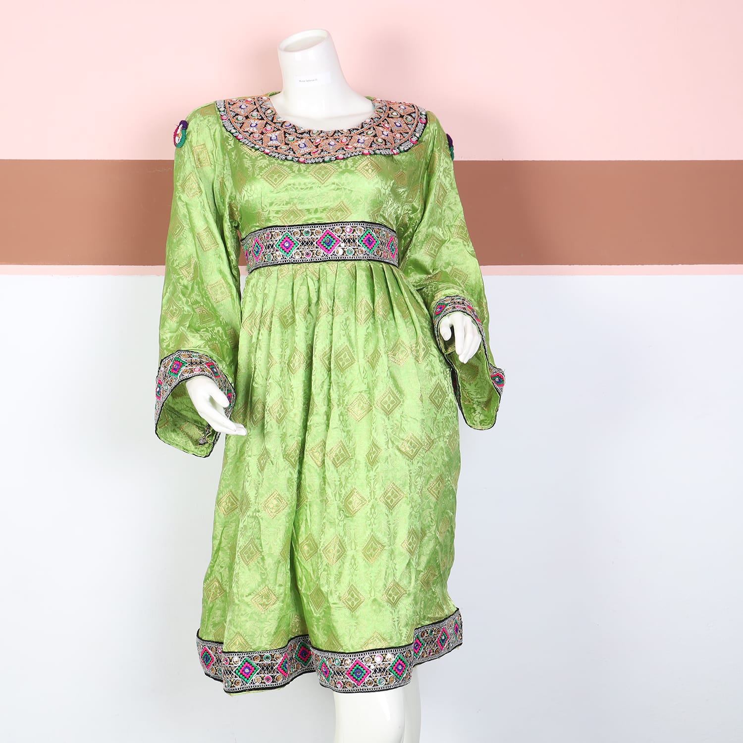 Light Green Traditional Afghani Dress - Cloth Sizes Women: Small