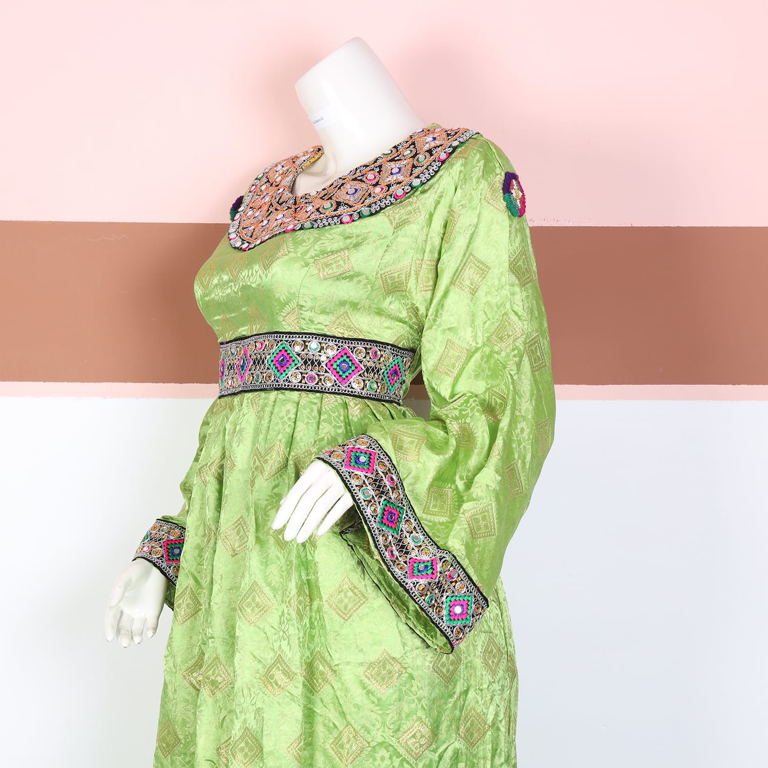 Light Green Traditional Afghani Dress - Cloth Sizes Women: Small
