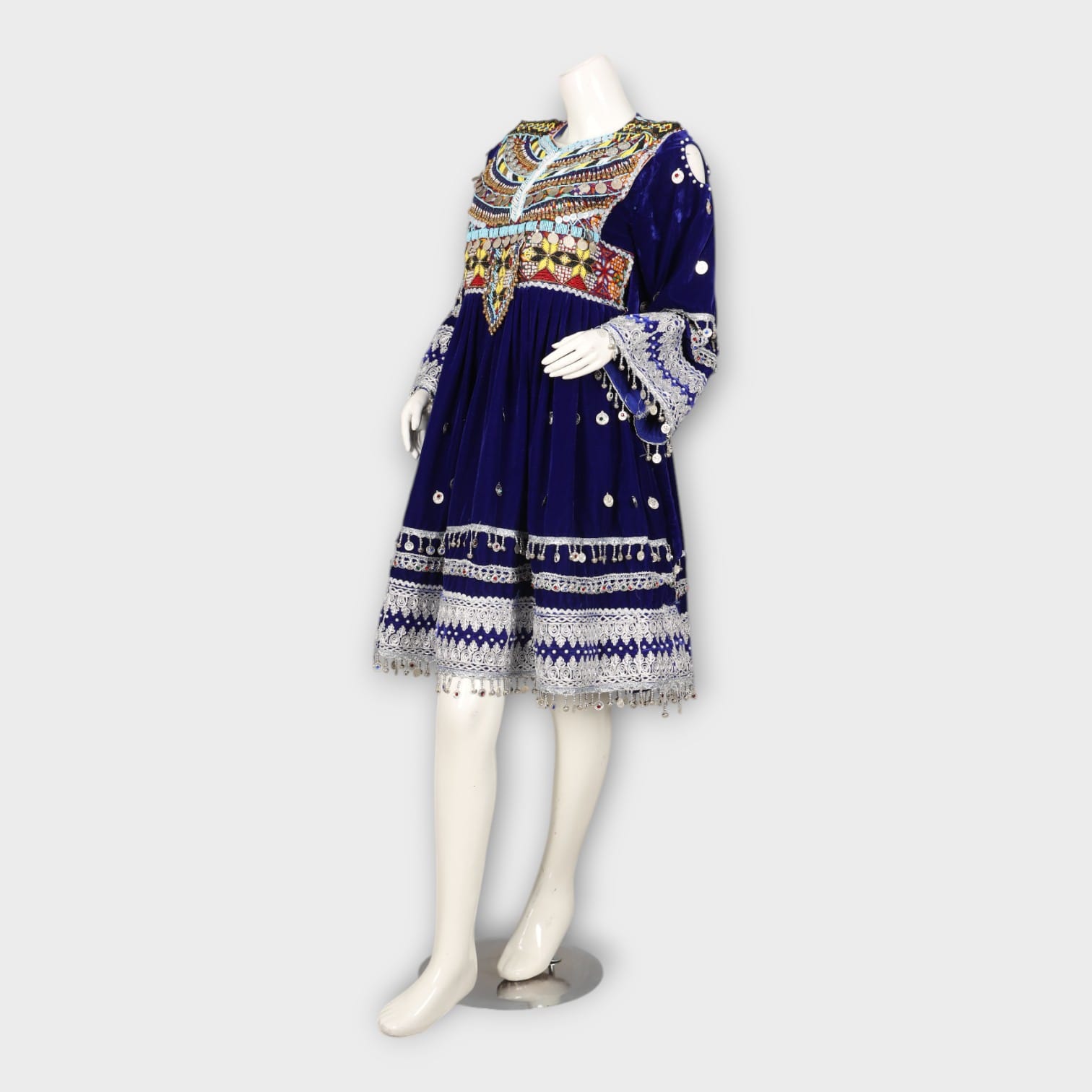 Royal Blue Velvet Ghandi Afghan Dress