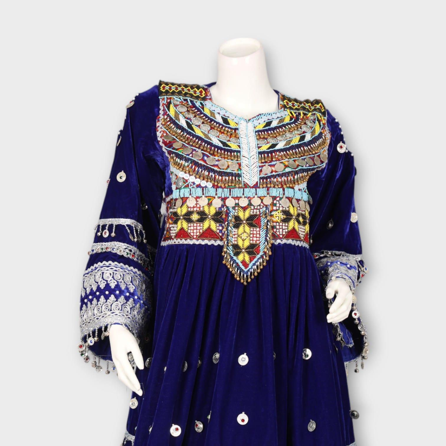Royal Blue Velvet Ghandi Afghan Dress