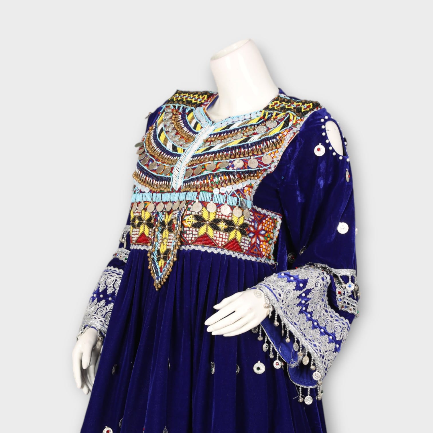 Royal Blue Velvet Ghandi Afghan Dress