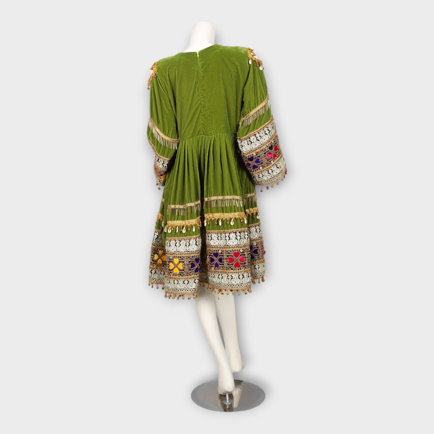 Green Velvet Traditional Ghandi Afghan Dress