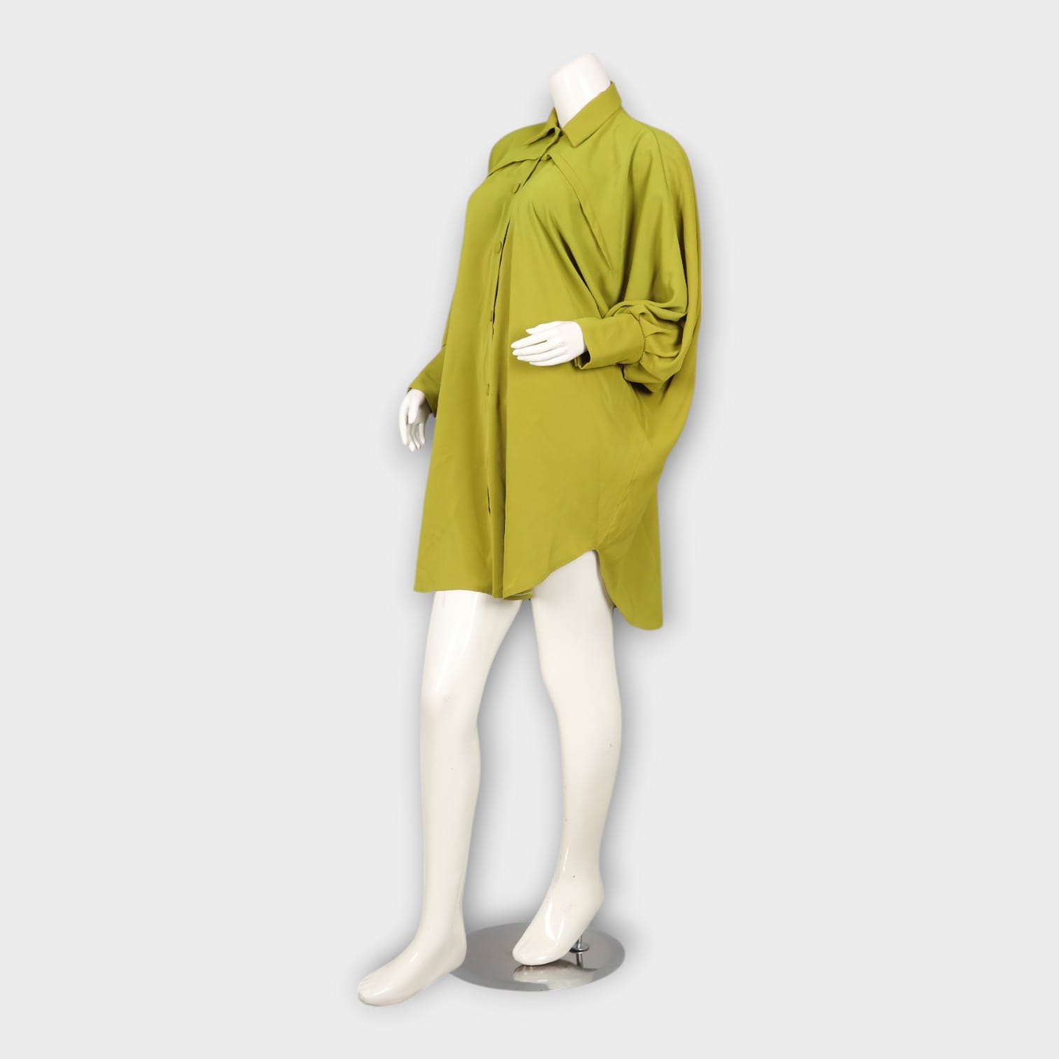 green oversized shirt dress Green Oversized Round Neck T-Shirt Dress