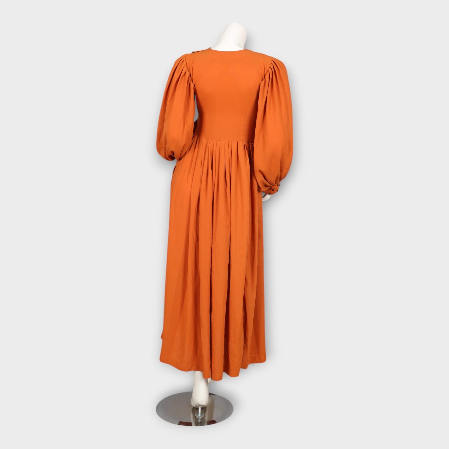 Royal Orange  Velvet Traditional Afghan Dress with Silver Embroidery