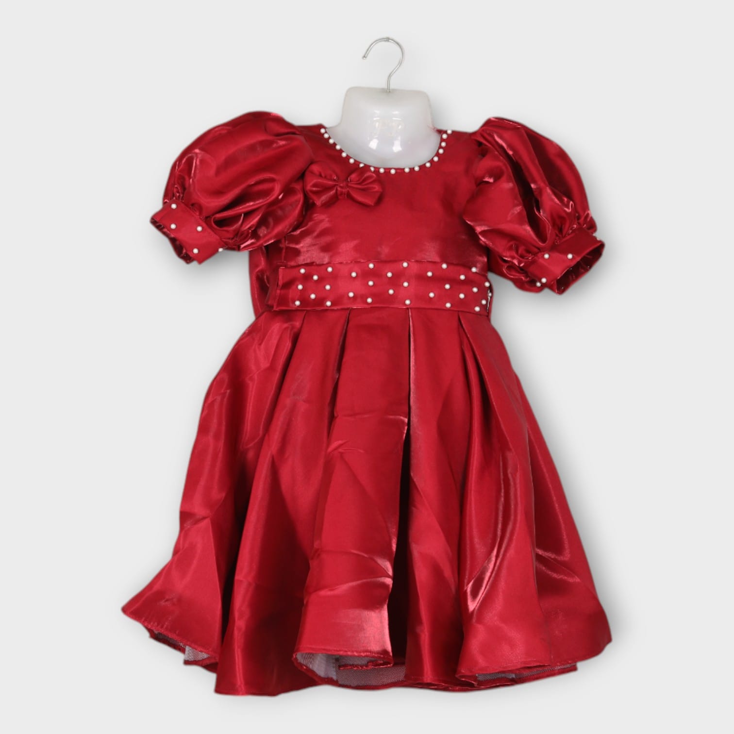 Elegant Red Satin Party Dress for Girls