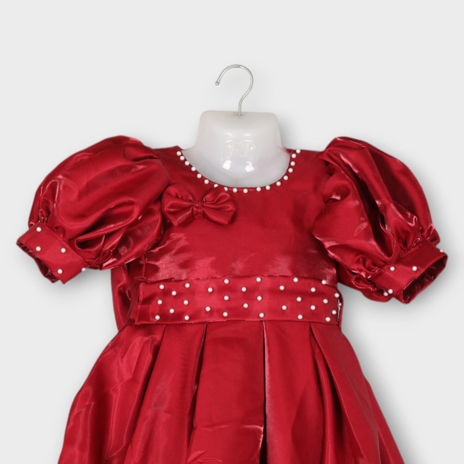 Elegant Red Satin Party Dress for Girls