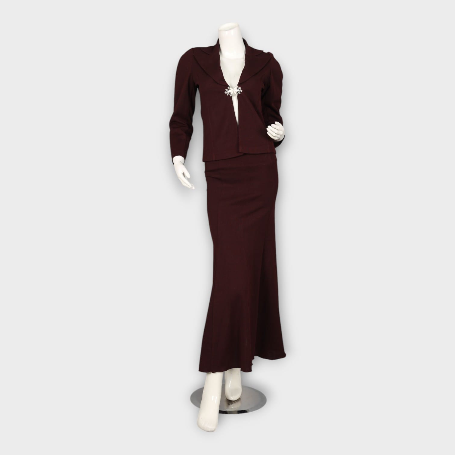Elegant Maroon Two-Piece Formal Skirt Suit for Women
