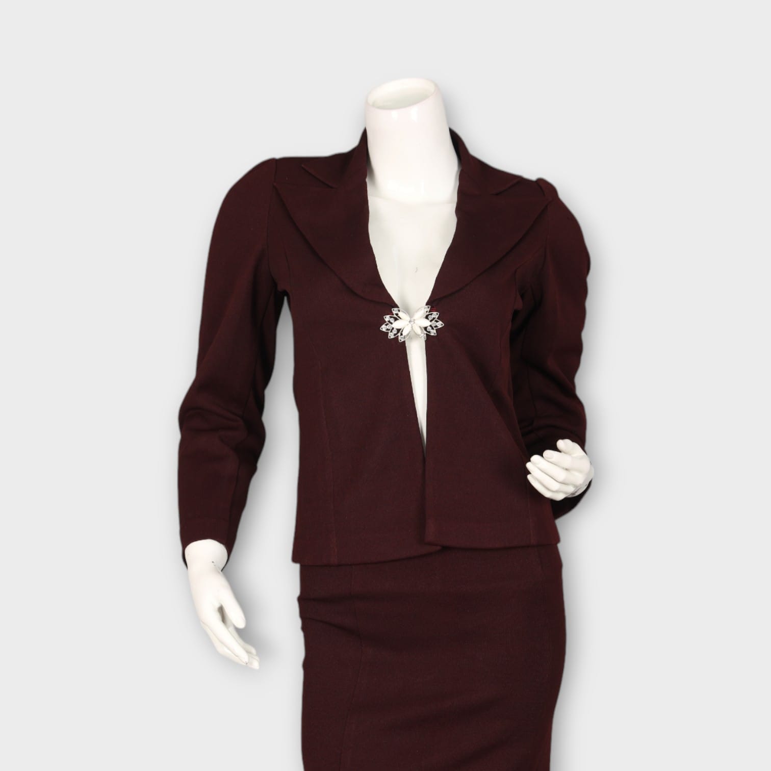 Elegant Maroon Two-Piece Formal Skirt Suit for Women