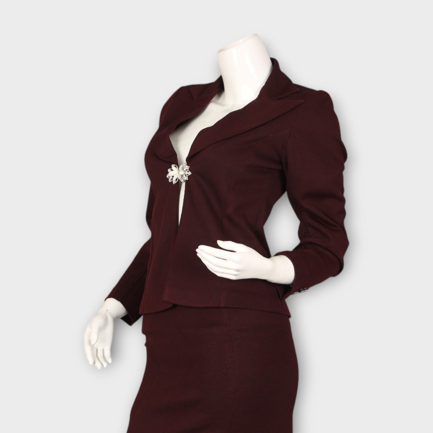 Elegant Maroon Two-Piece Formal Skirt Suit for Women