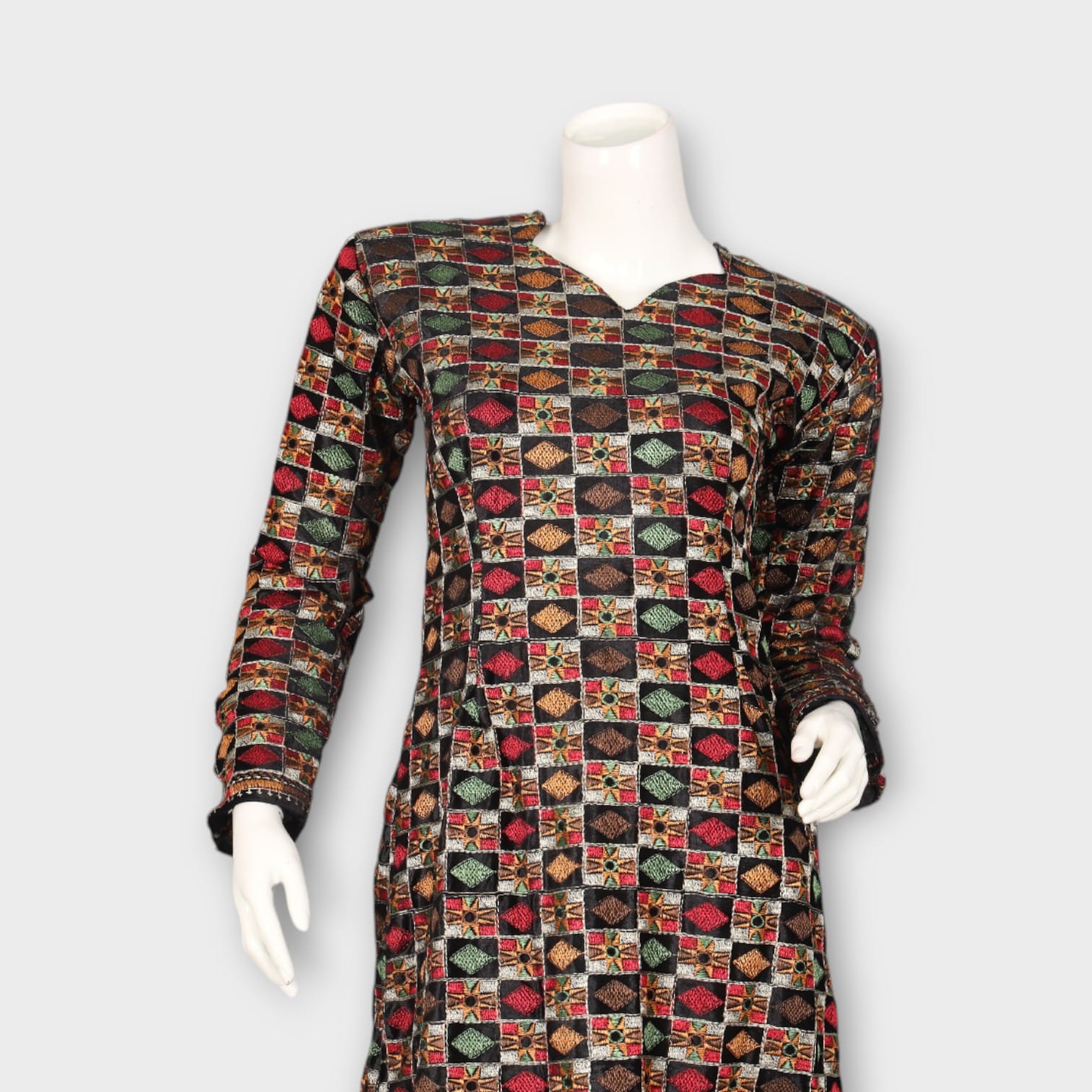 Traditional Multicolor Block Print Long Dress