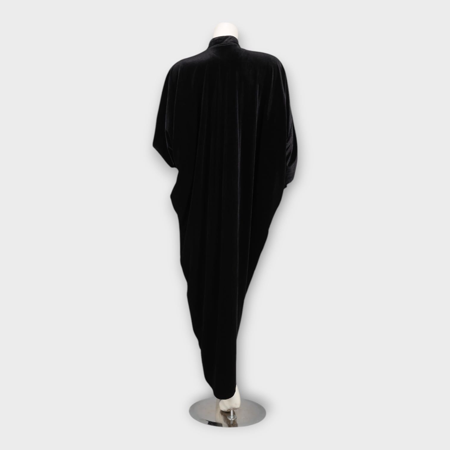 Black Velvet Abaya with Silver Embellished Trim