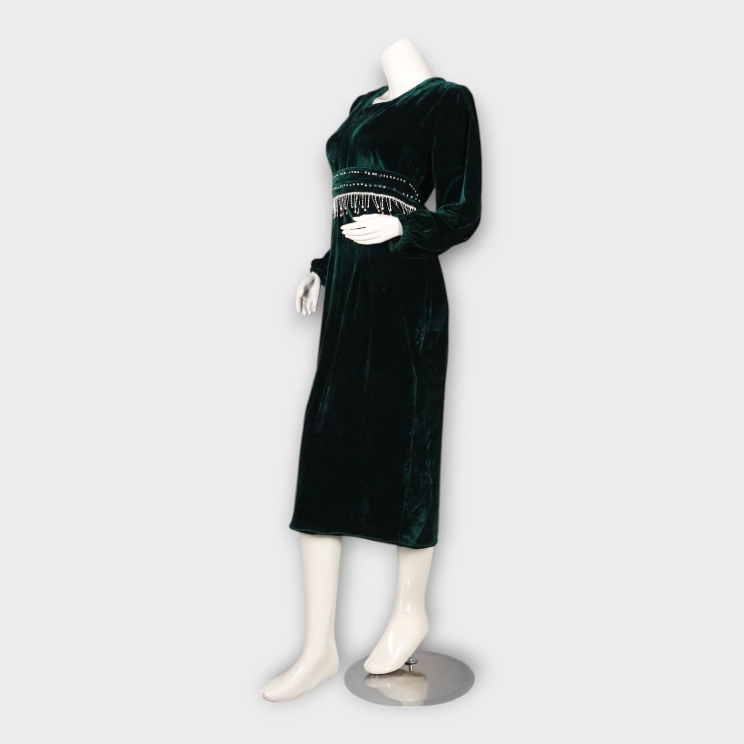 Emerald Green Velvet Evening Dress 
