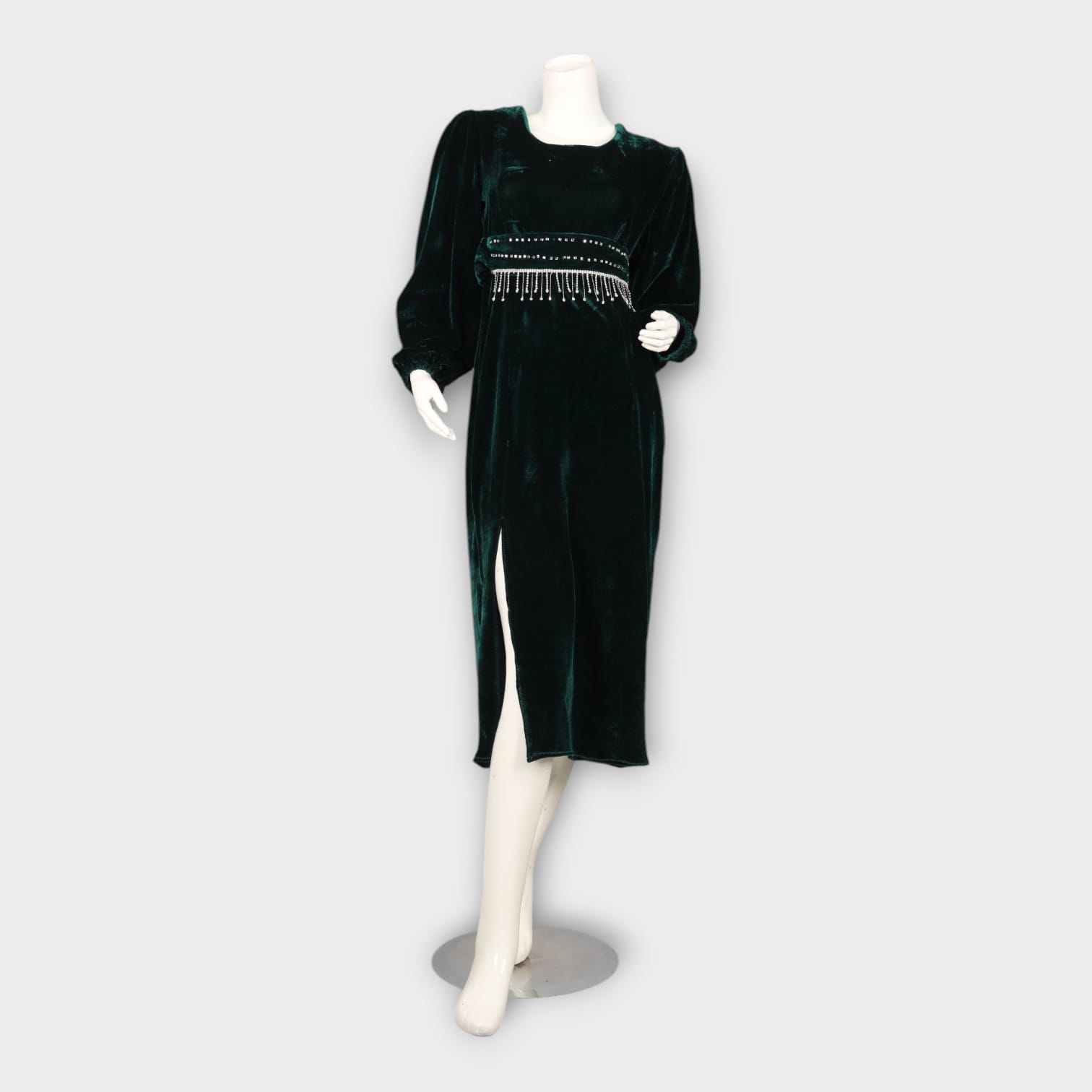Emerald Green Velvet Evening Dress 