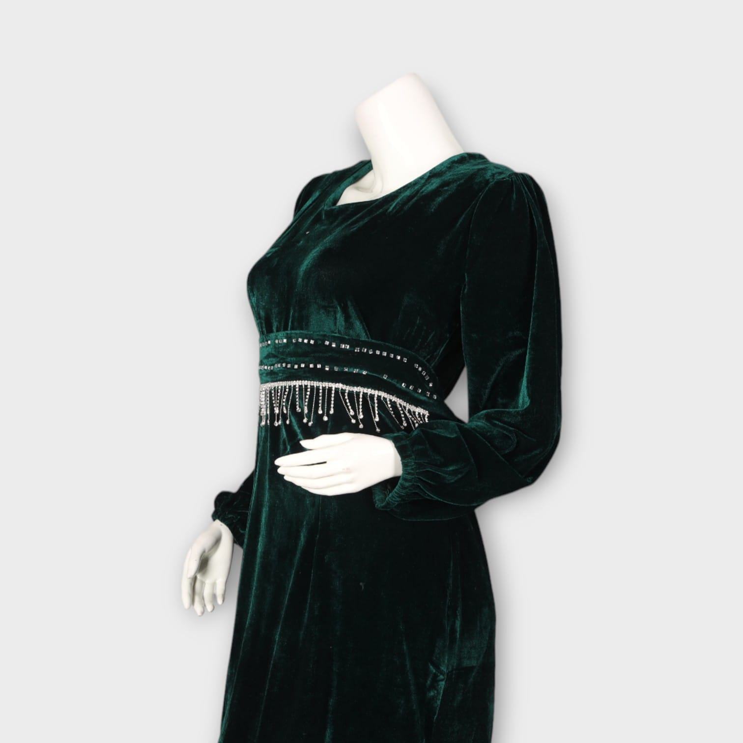 Emerald Green Velvet Evening Dress 