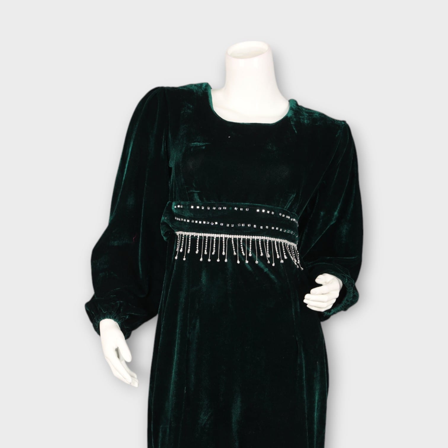 Emerald Green Velvet Evening Dress 