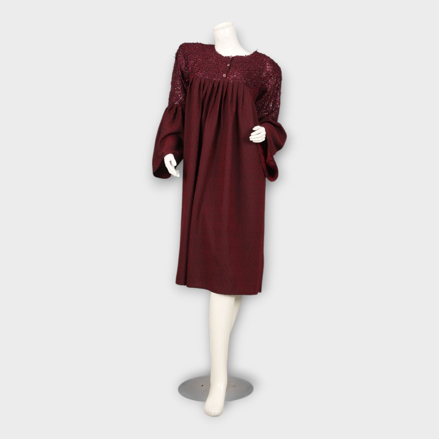 slim fit dress slacks Multicolored-Base-Maroon V Neck Flared Sleeve Floral Wrap Maxi Dress f main image 1