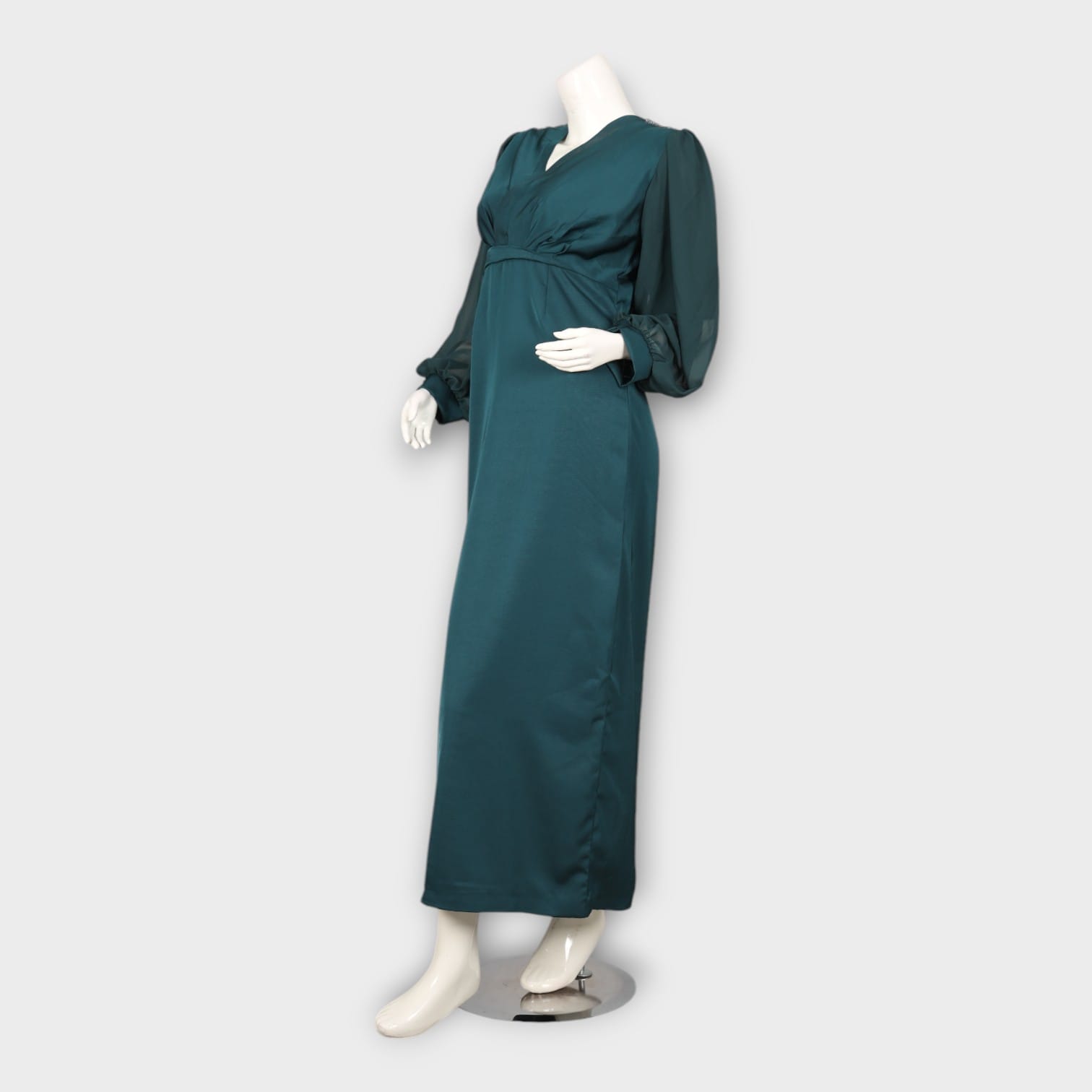 Emerald Green Evening Gown with Chiffon Sleeves