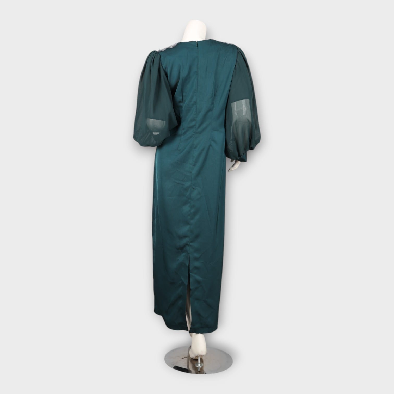 Emerald Green Evening Gown with Chiffon Sleeves