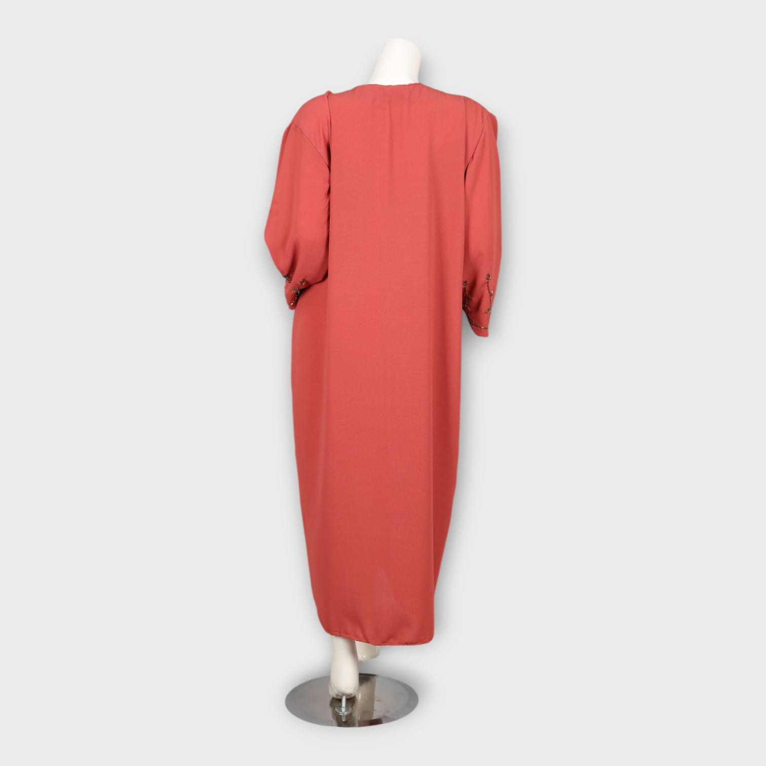 Dusty Rose Embroidered Modest Dress with Side Slit