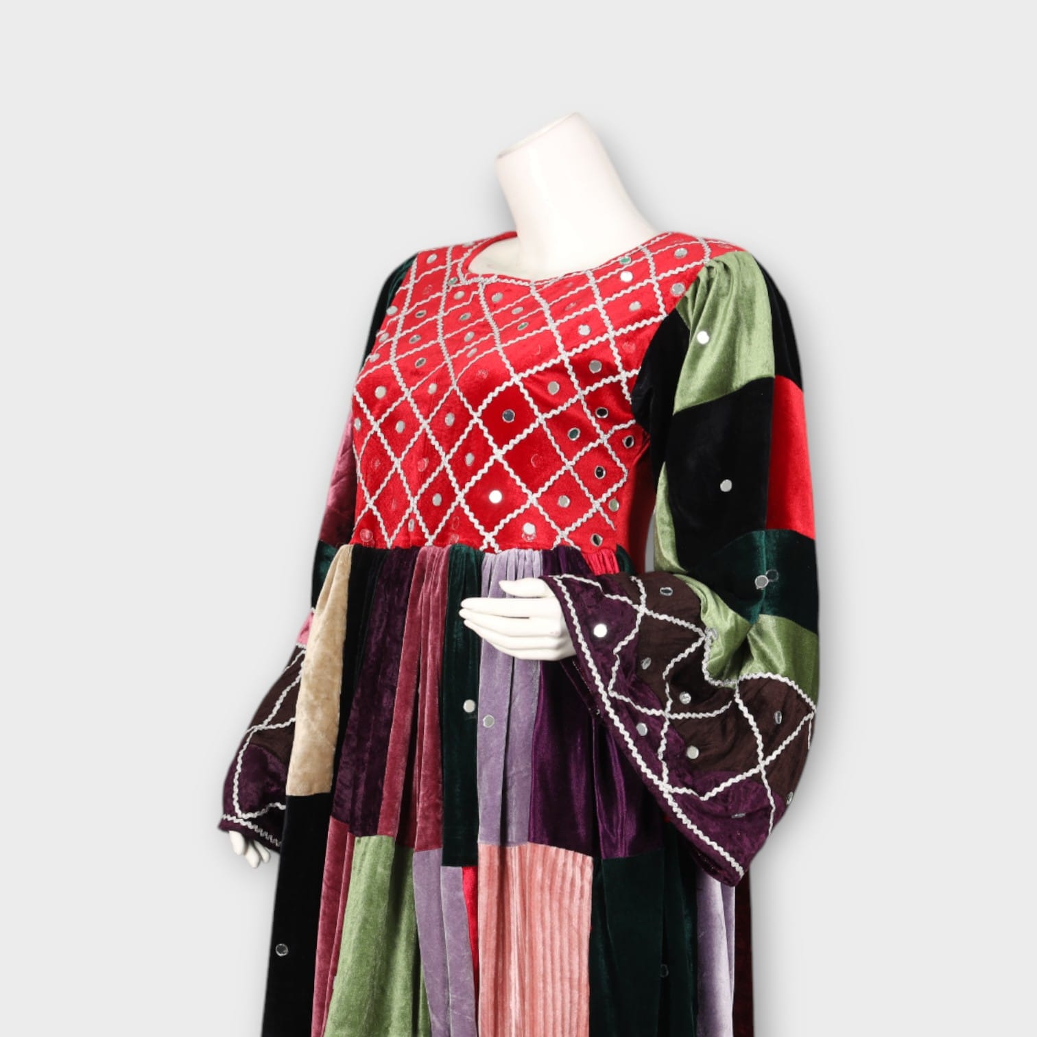 Colorful Patchwork Afghani Velvet Dress