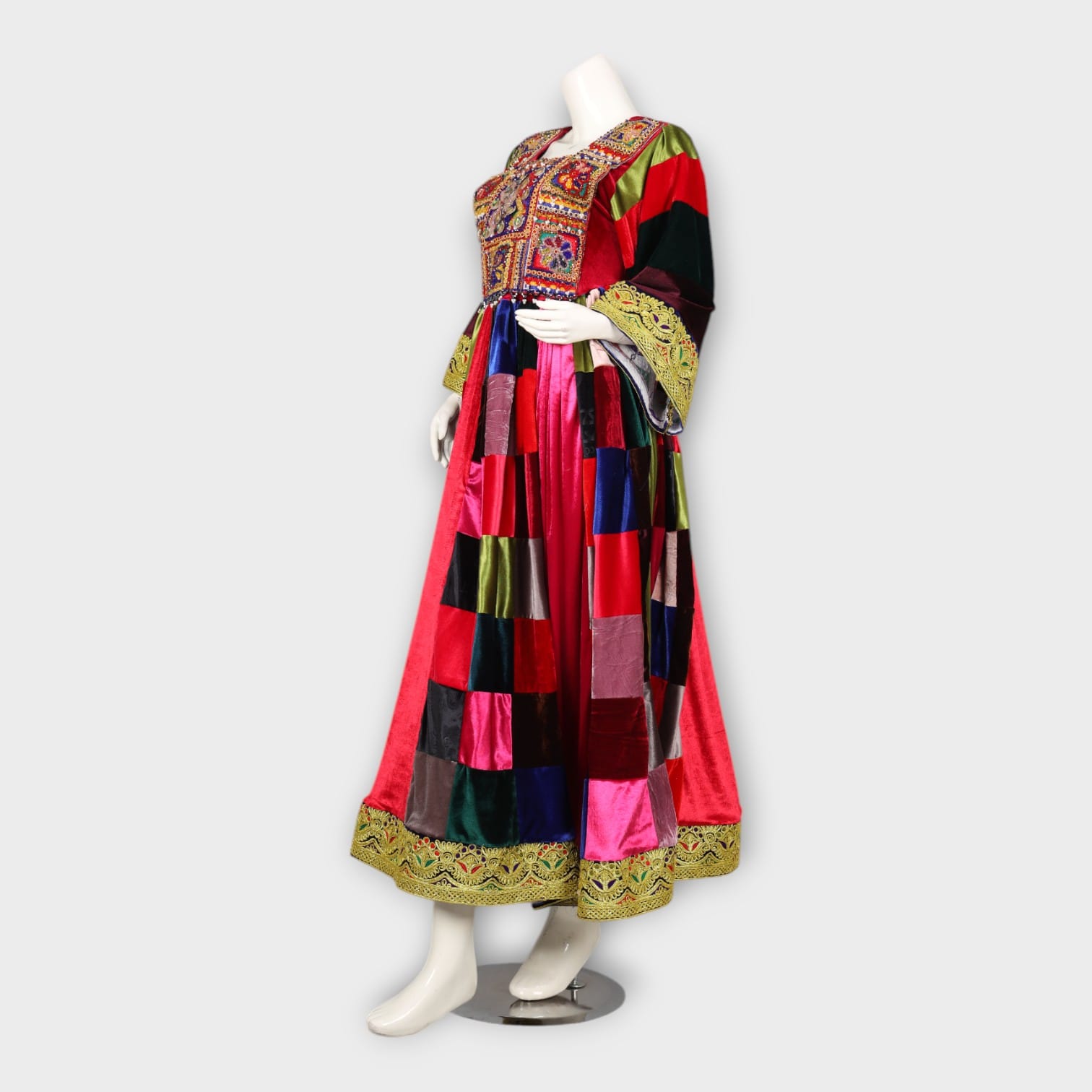 Traditional Afghani Patchwork Velvet Dress
