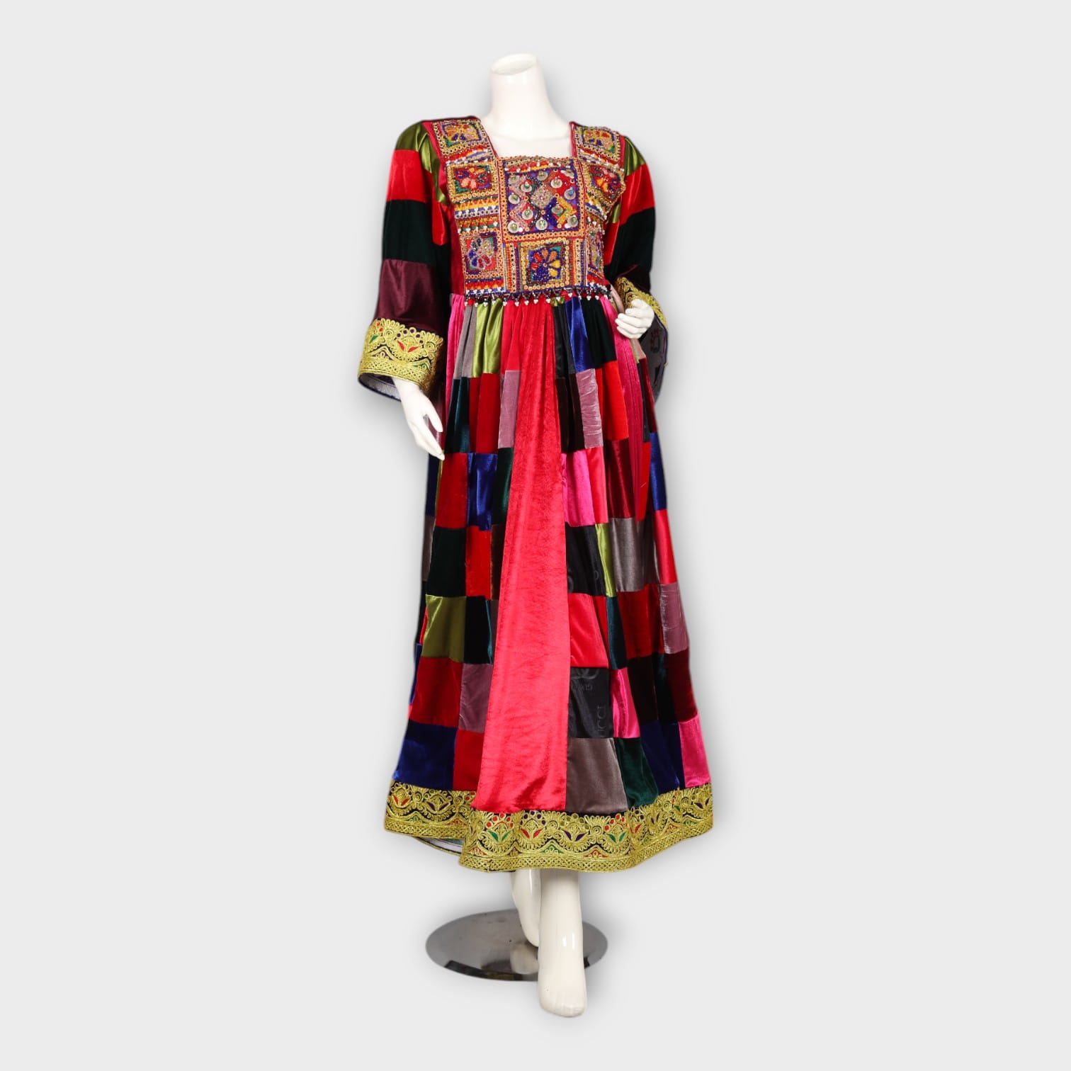 Traditional Afghani Patchwork Velvet Dress
