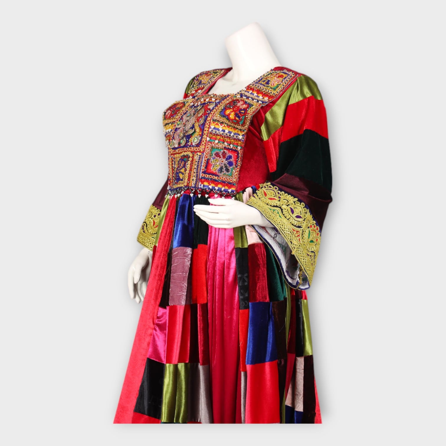 Traditional Afghani Patchwork Velvet Dress