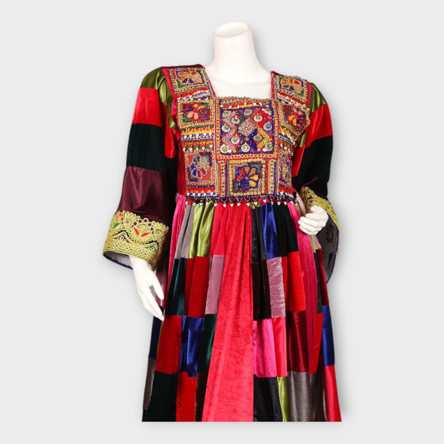 Traditional Afghani Patchwork Velvet Dress