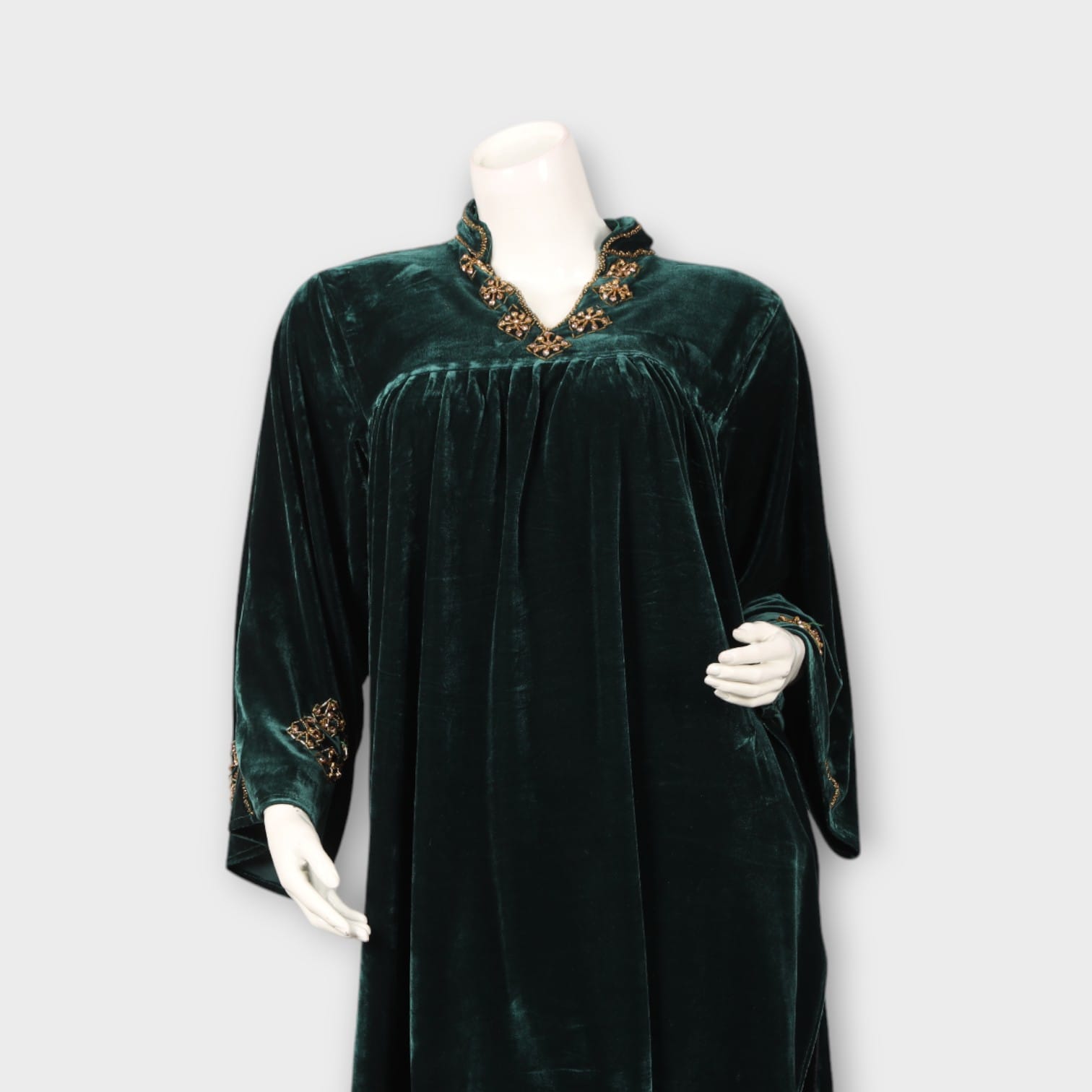 Emerald Velvet Afghani Embroidered Two-Piece Set